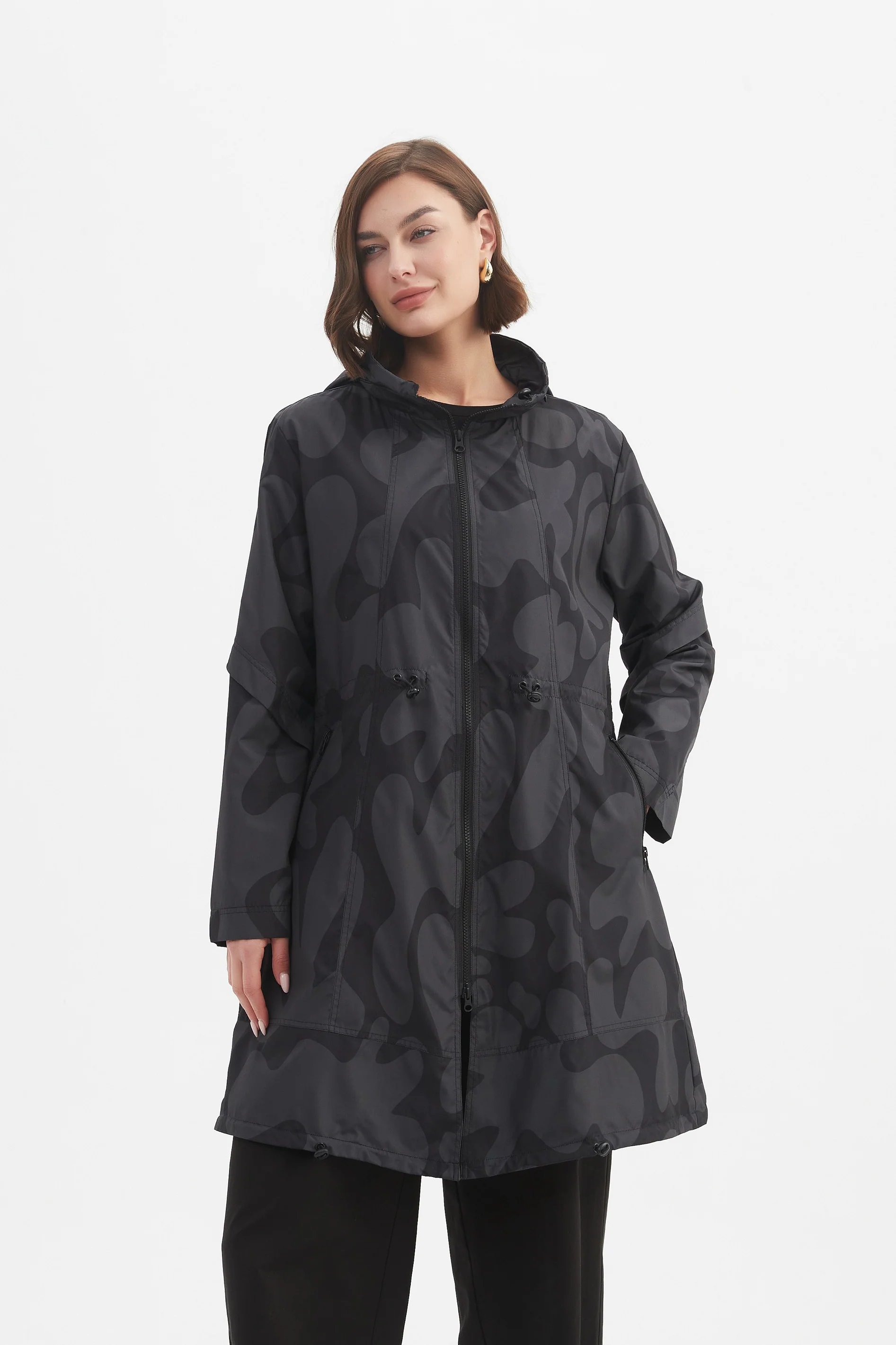 ADJUSTABLE WAIST PRINT PARKA - Image 11