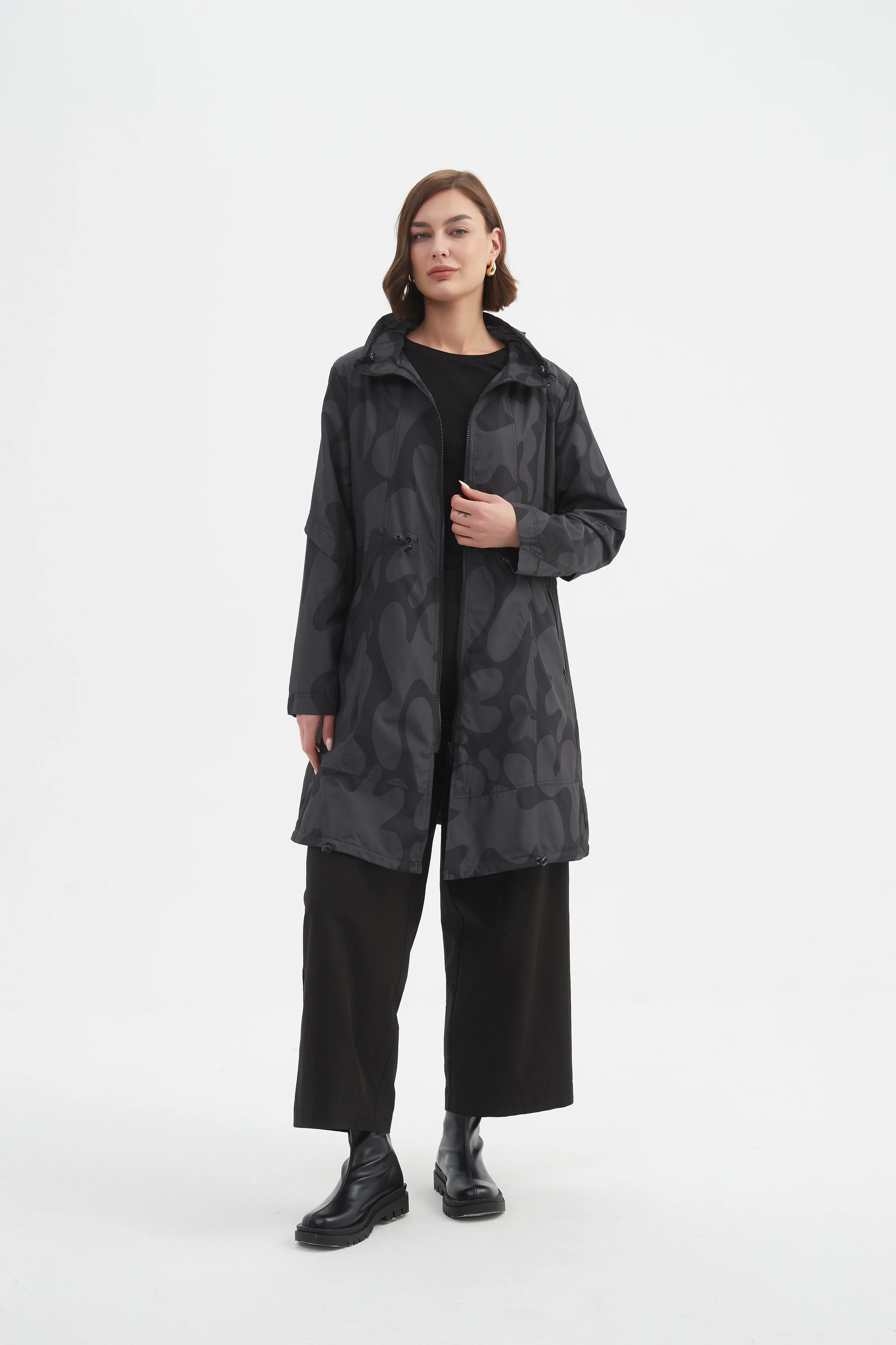 ADJUSTABLE WAIST PRINT PARKA - Image 12