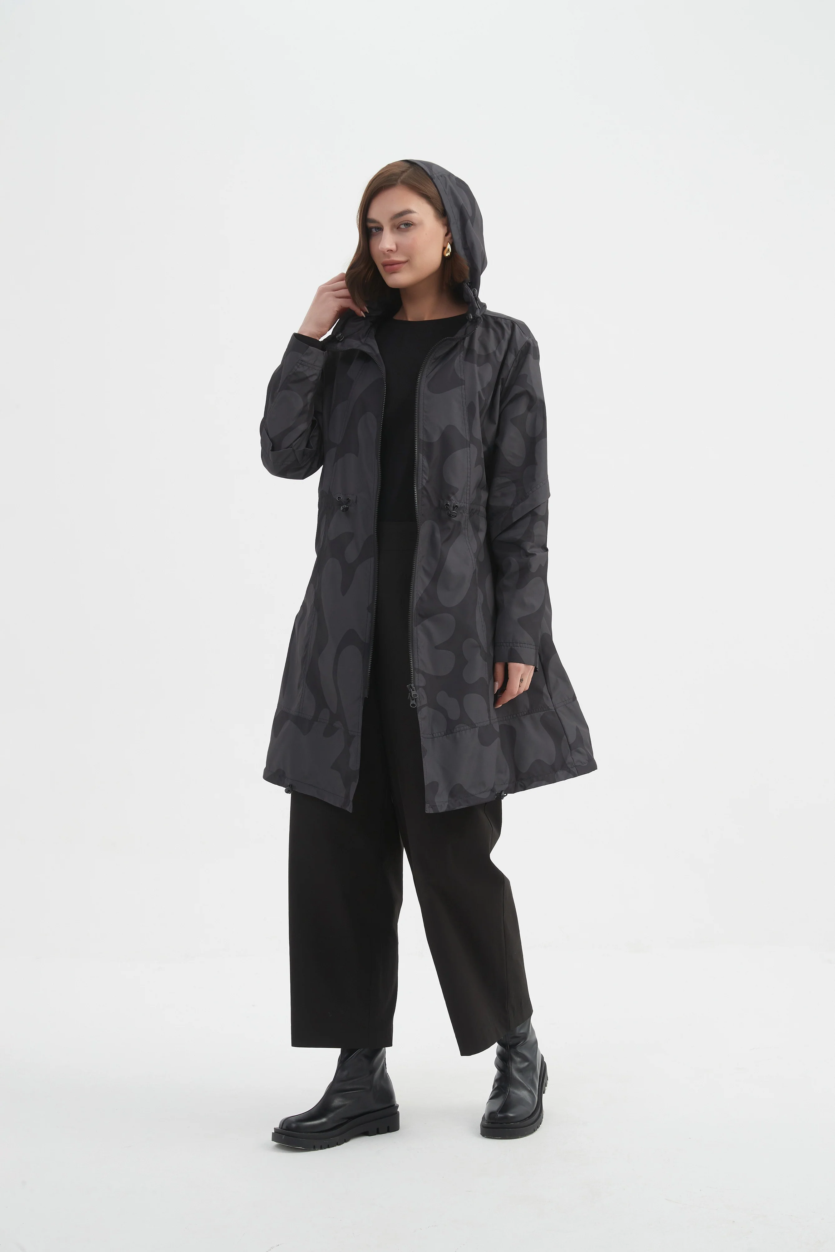 ADJUSTABLE WAIST PRINT PARKA - Image 13