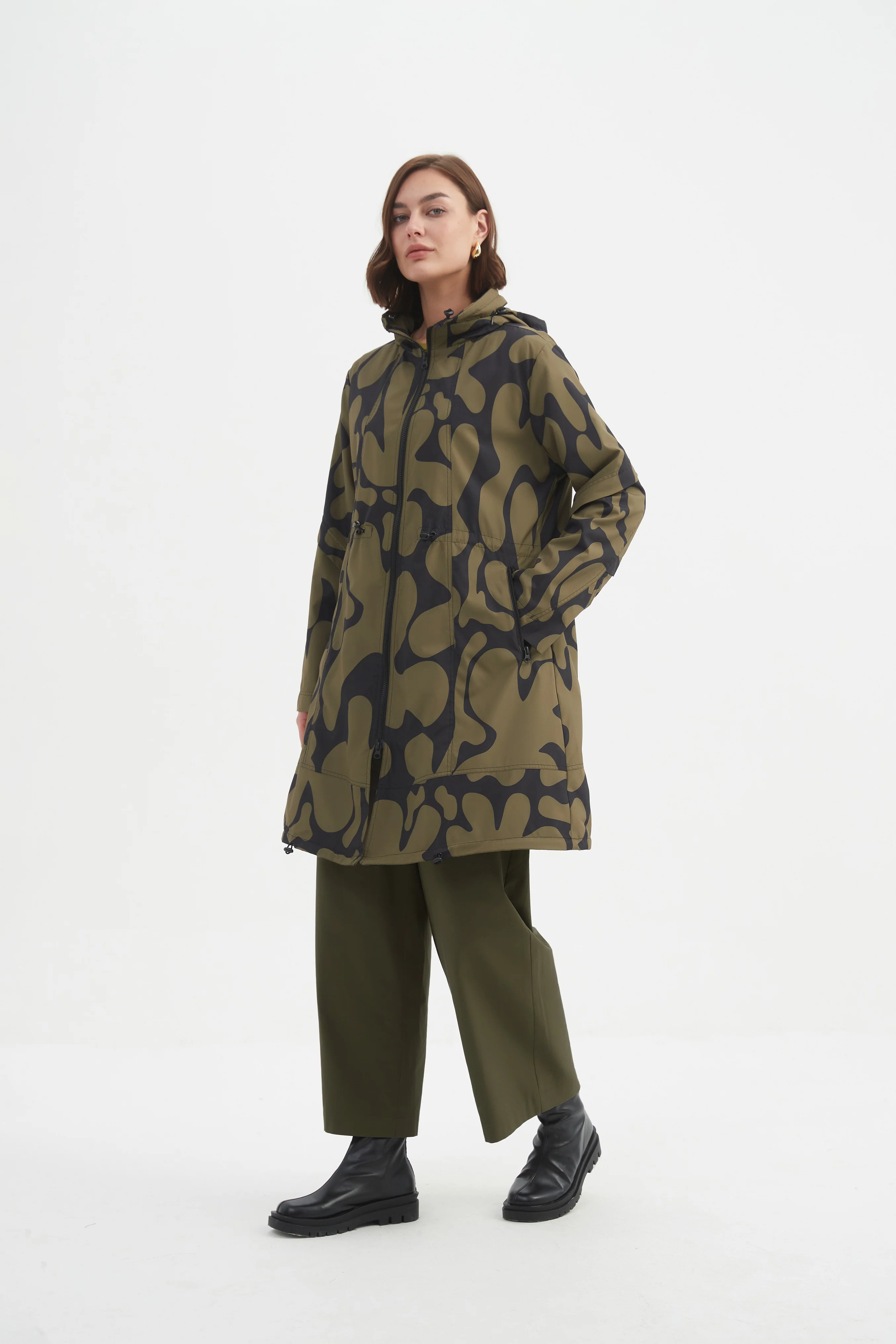 ADJUSTABLE WAIST PRINT PARKA - Image 3