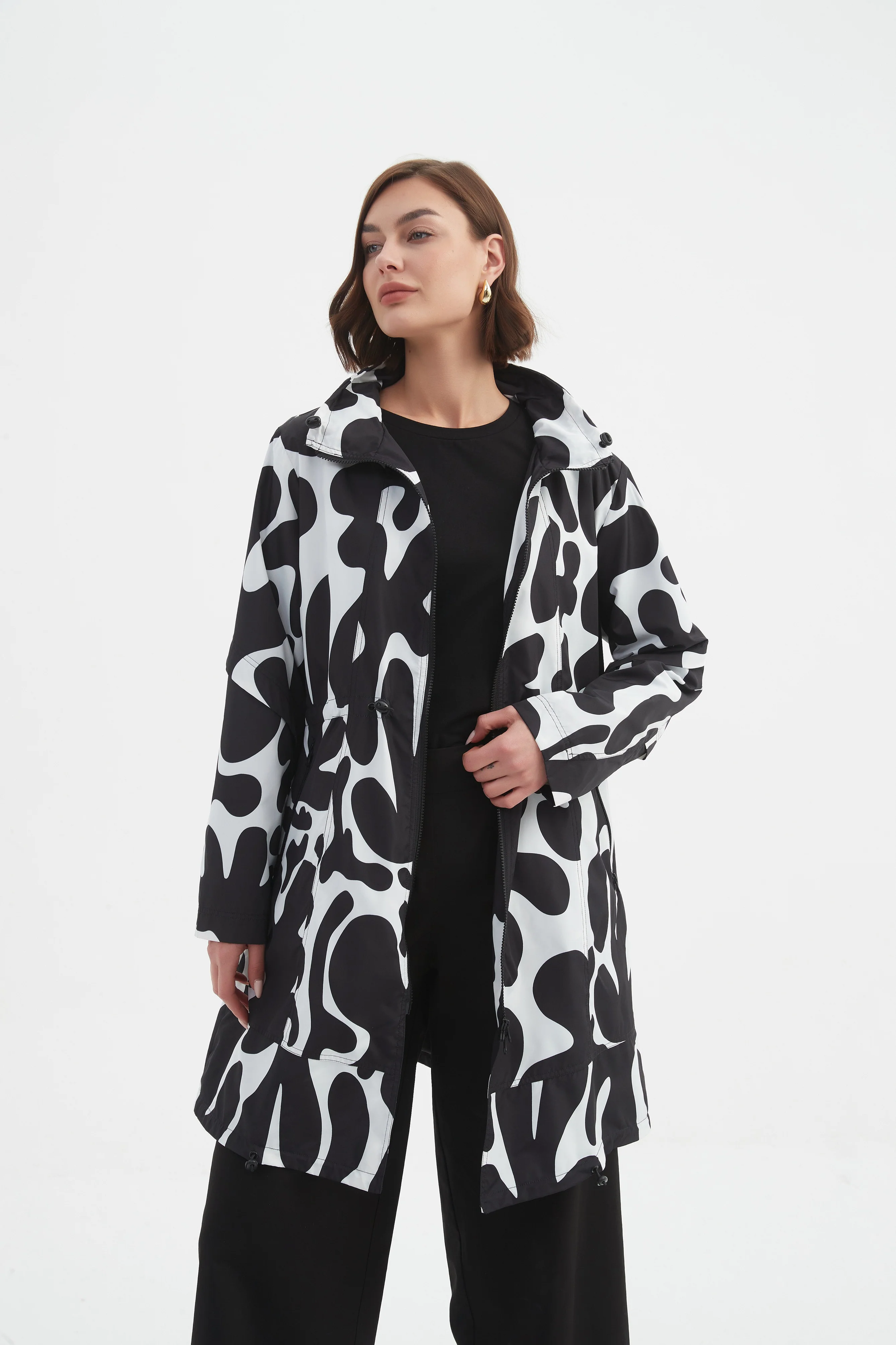 ADJUSTABLE WAIST PRINT PARKA - Image 6