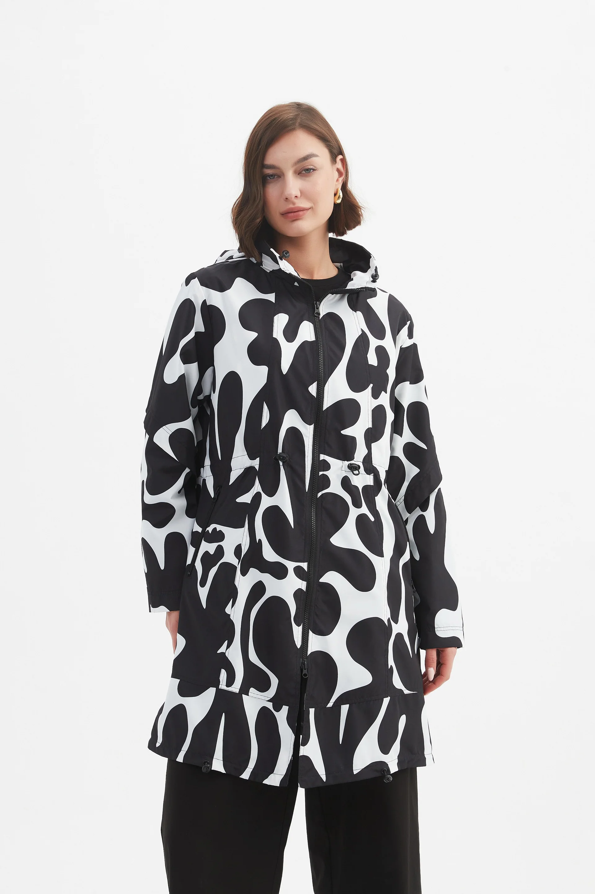 ADJUSTABLE WAIST PRINT PARKA - Image 7