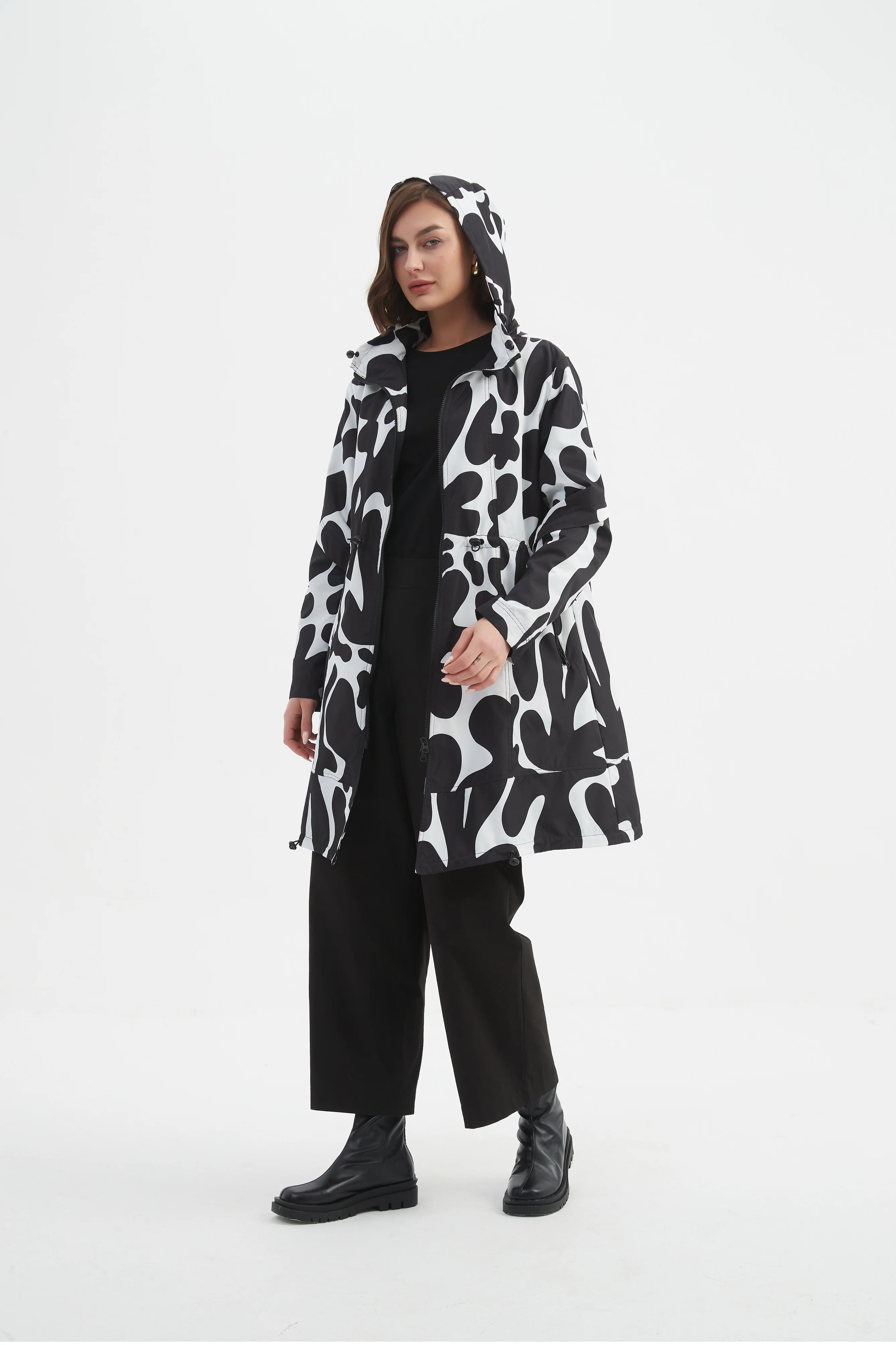 ADJUSTABLE WAIST PRINT PARKA - Image 8