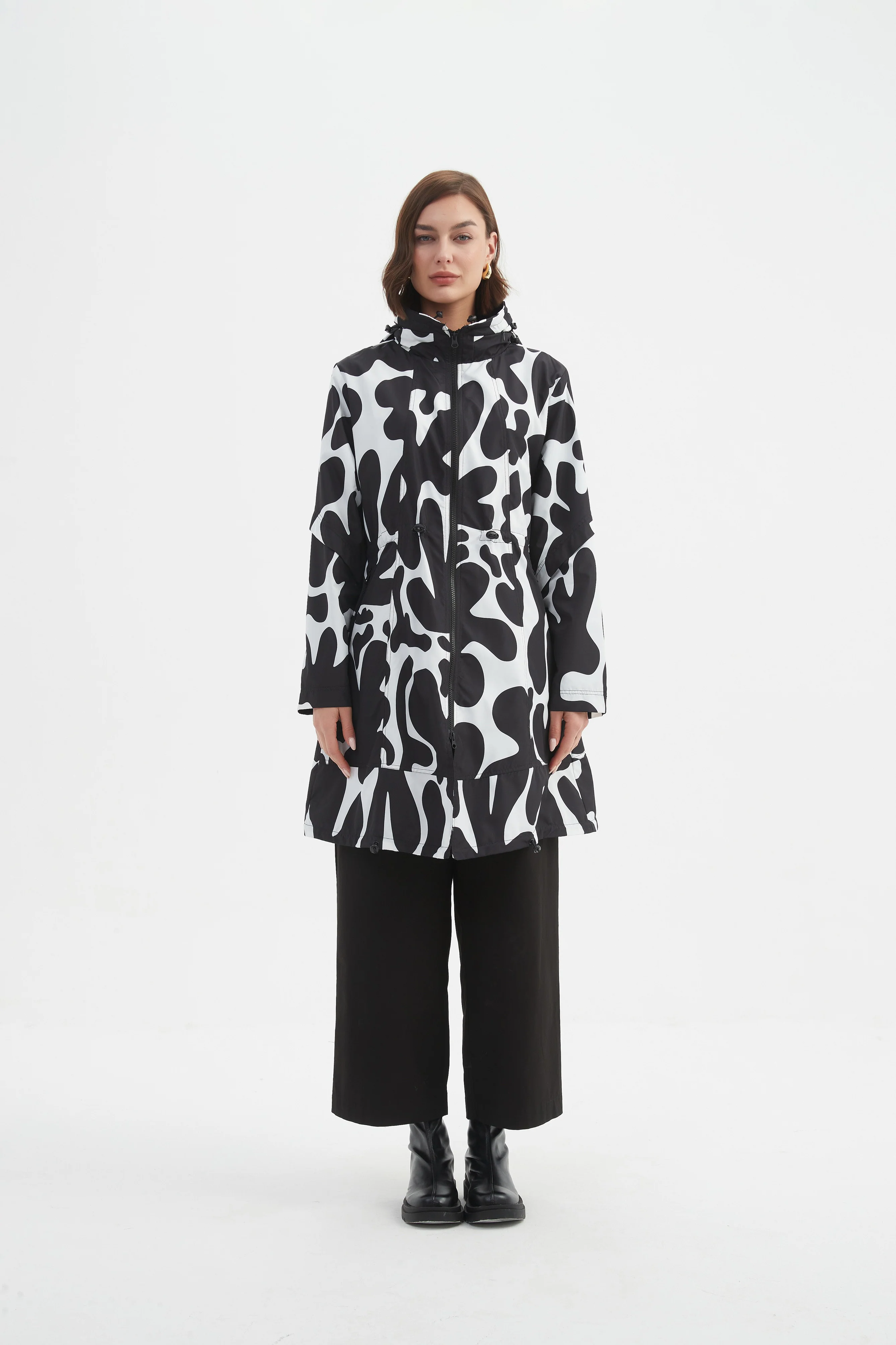 ADJUSTABLE WAIST PRINT PARKA - Image 9