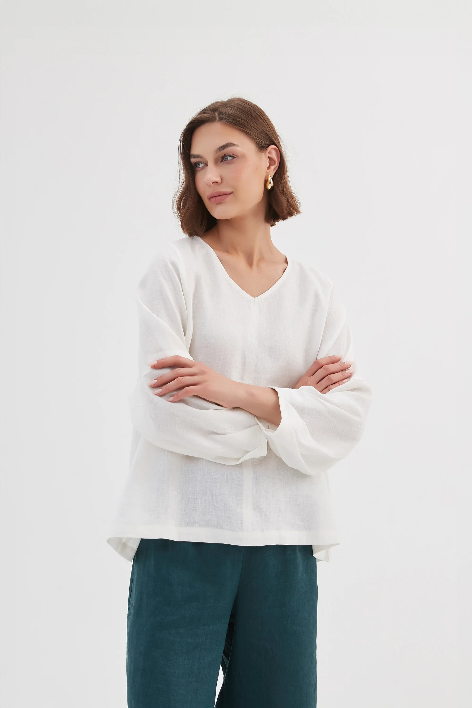 BISHOP LONG SLEEVE LINEN TOP - Image 14