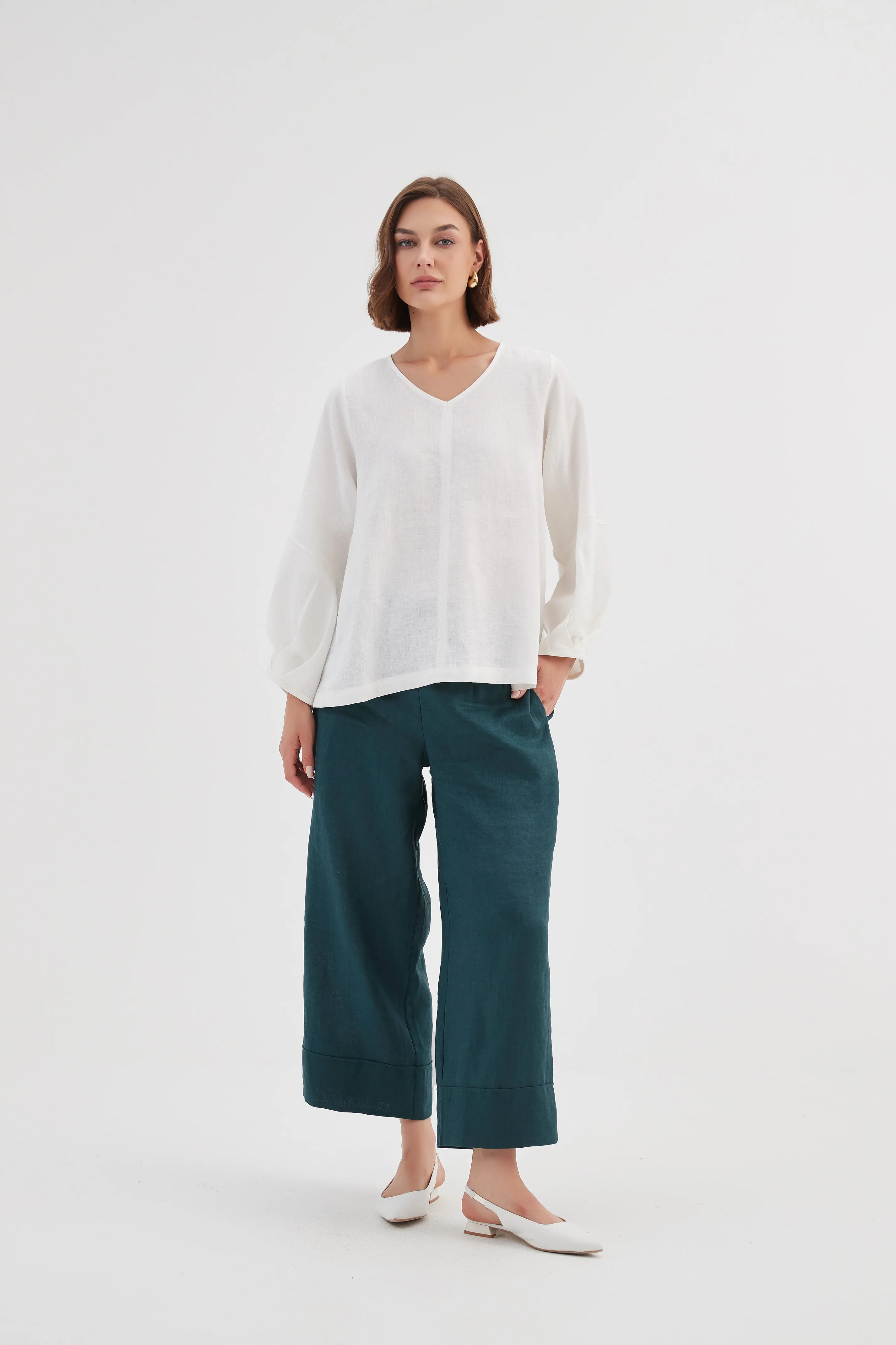 BISHOP LONG SLEEVE LINEN TOP - Image 15