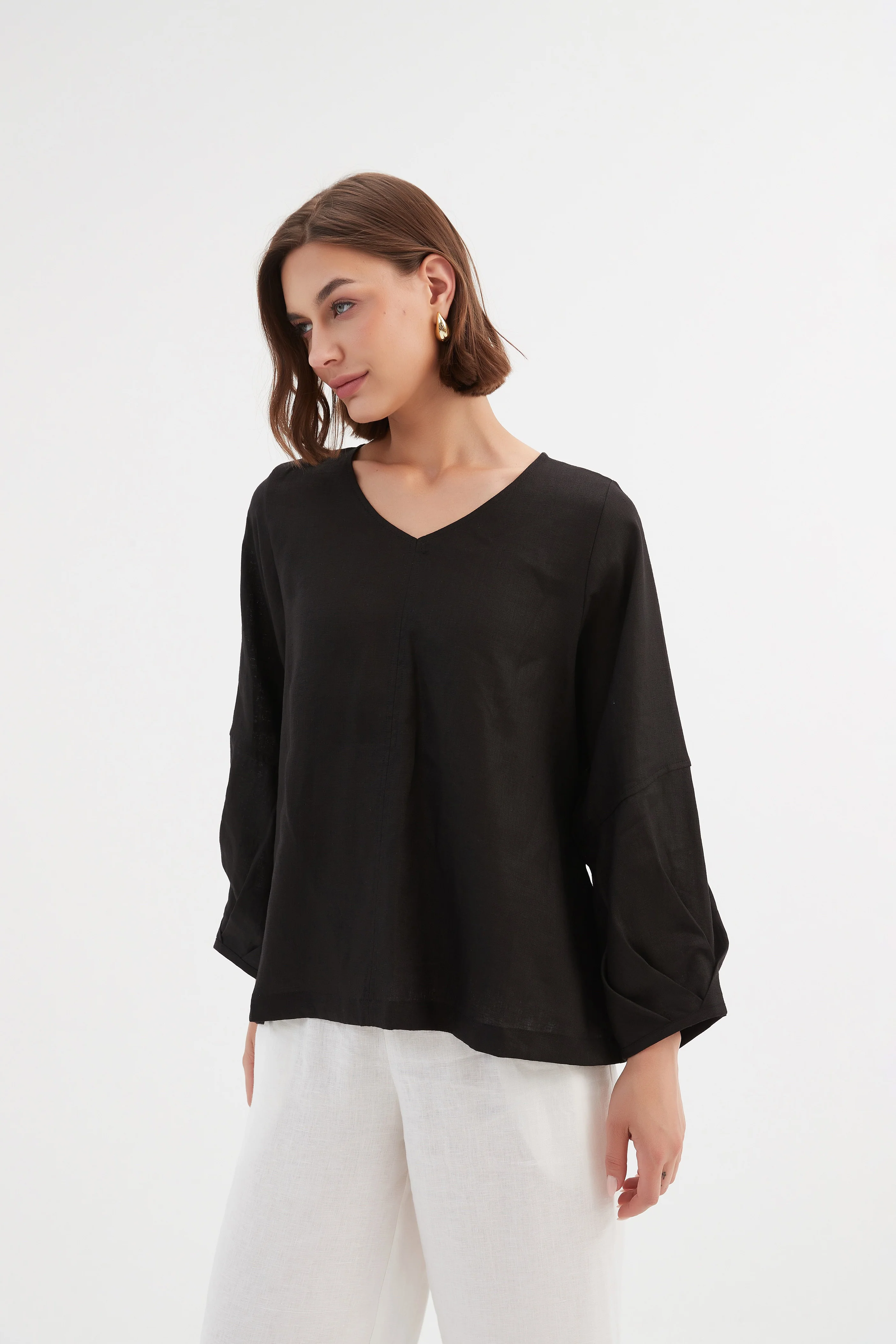 BISHOP LONG SLEEVE LINEN TOP - Image 18