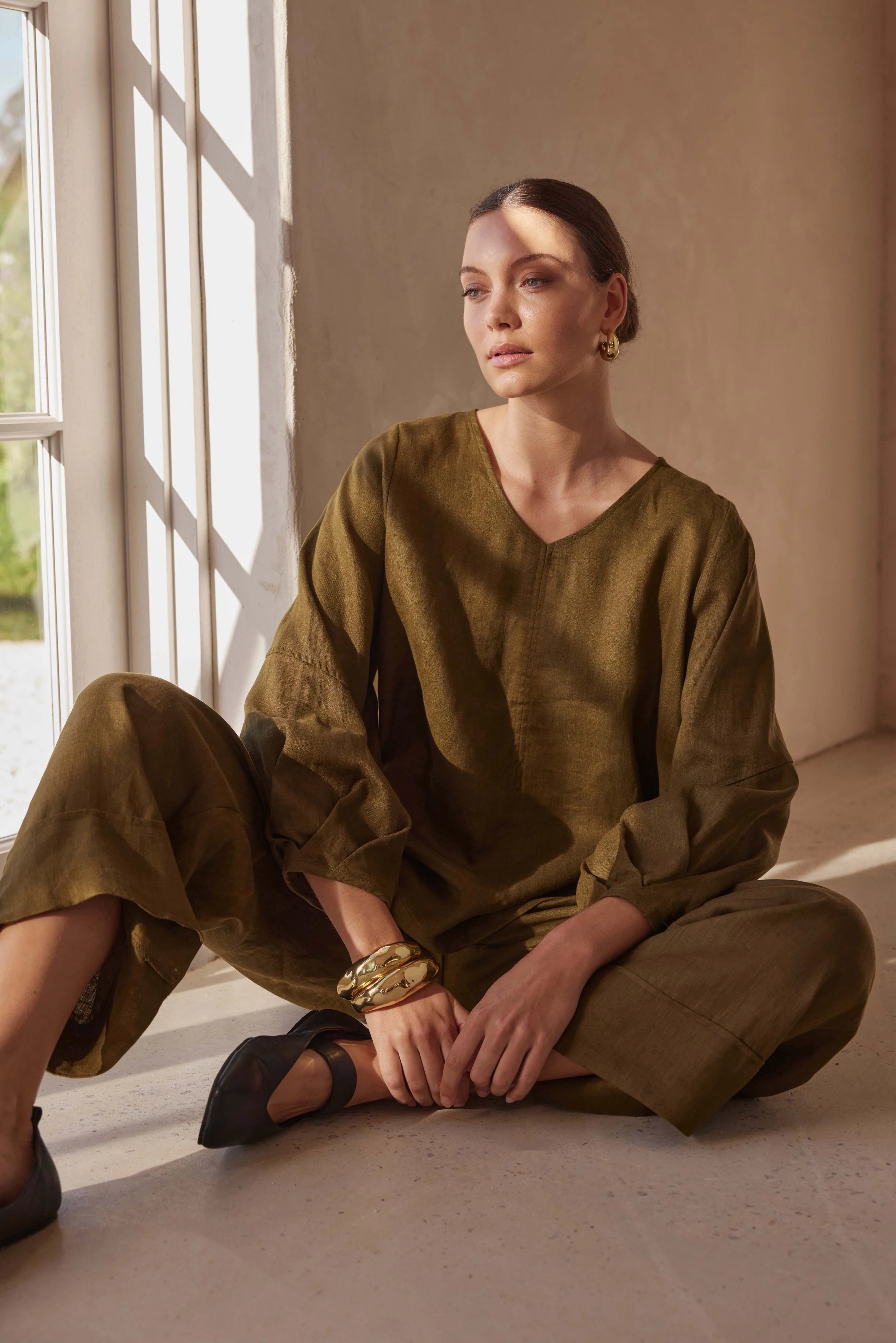 BISHOP LONG SLEEVE LINEN TOP - Image 6