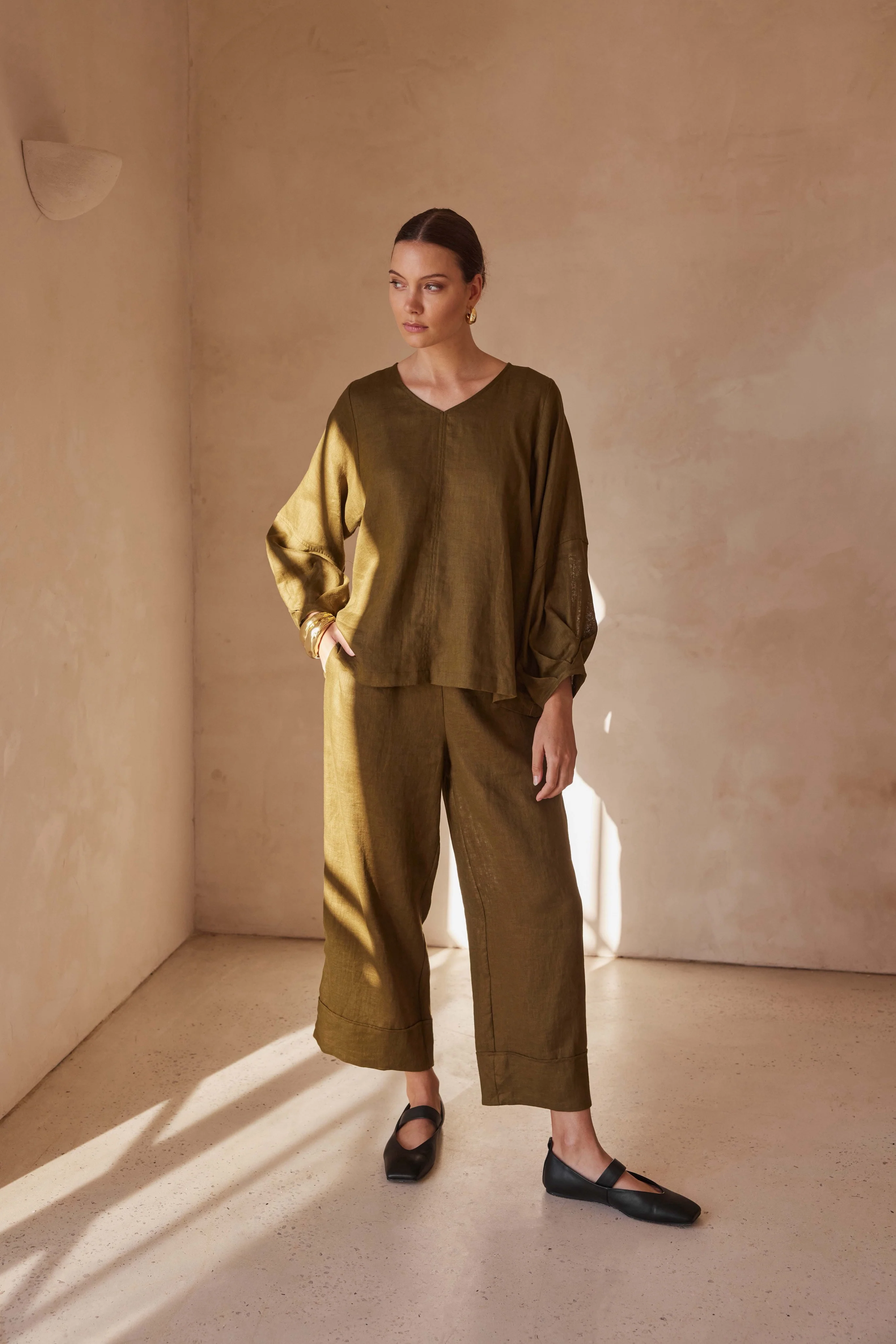 BISHOP LONG SLEEVE LINEN TOP - Image 7
