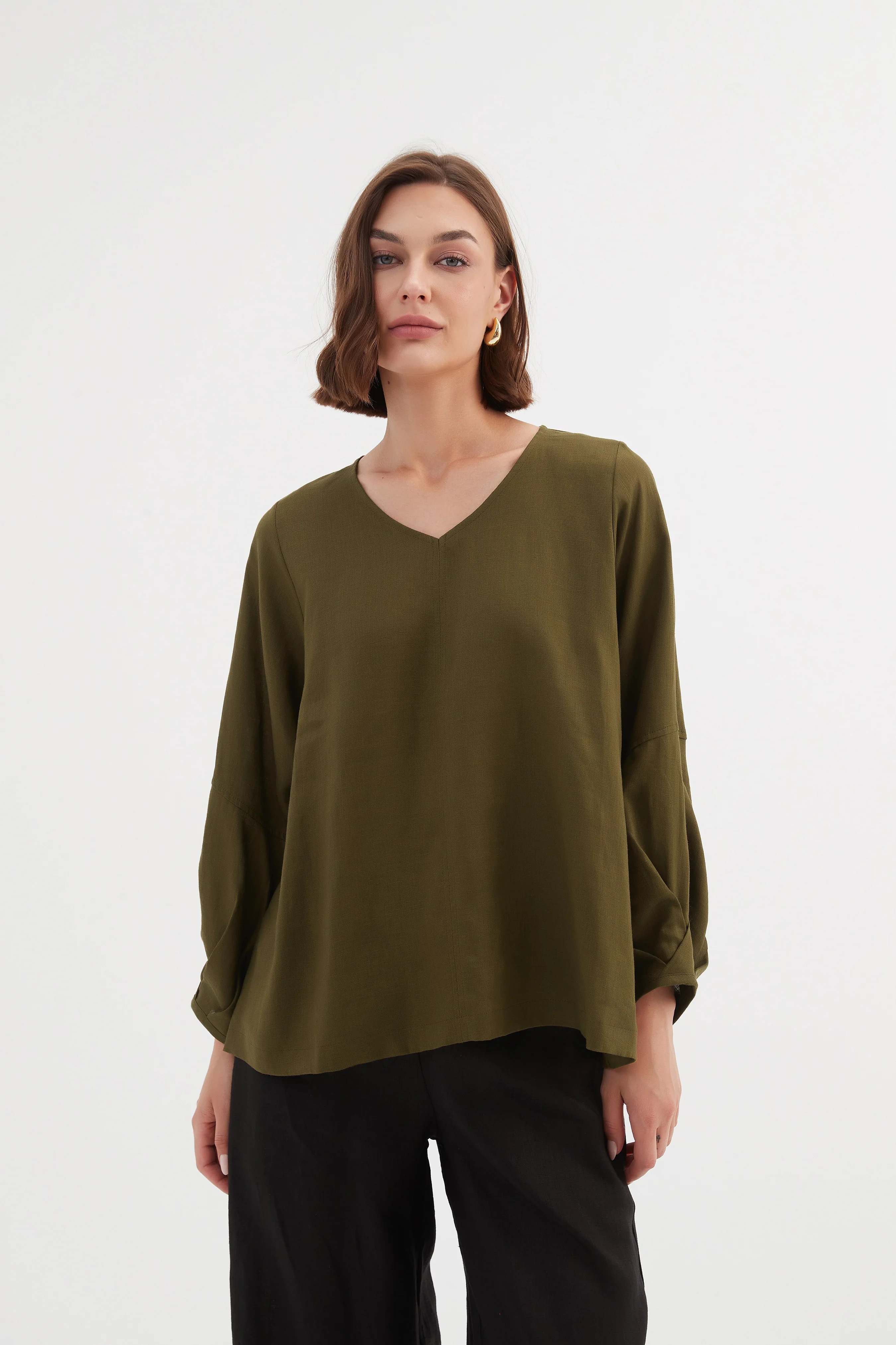 BISHOP LONG SLEEVE LINEN TOP - Image 8