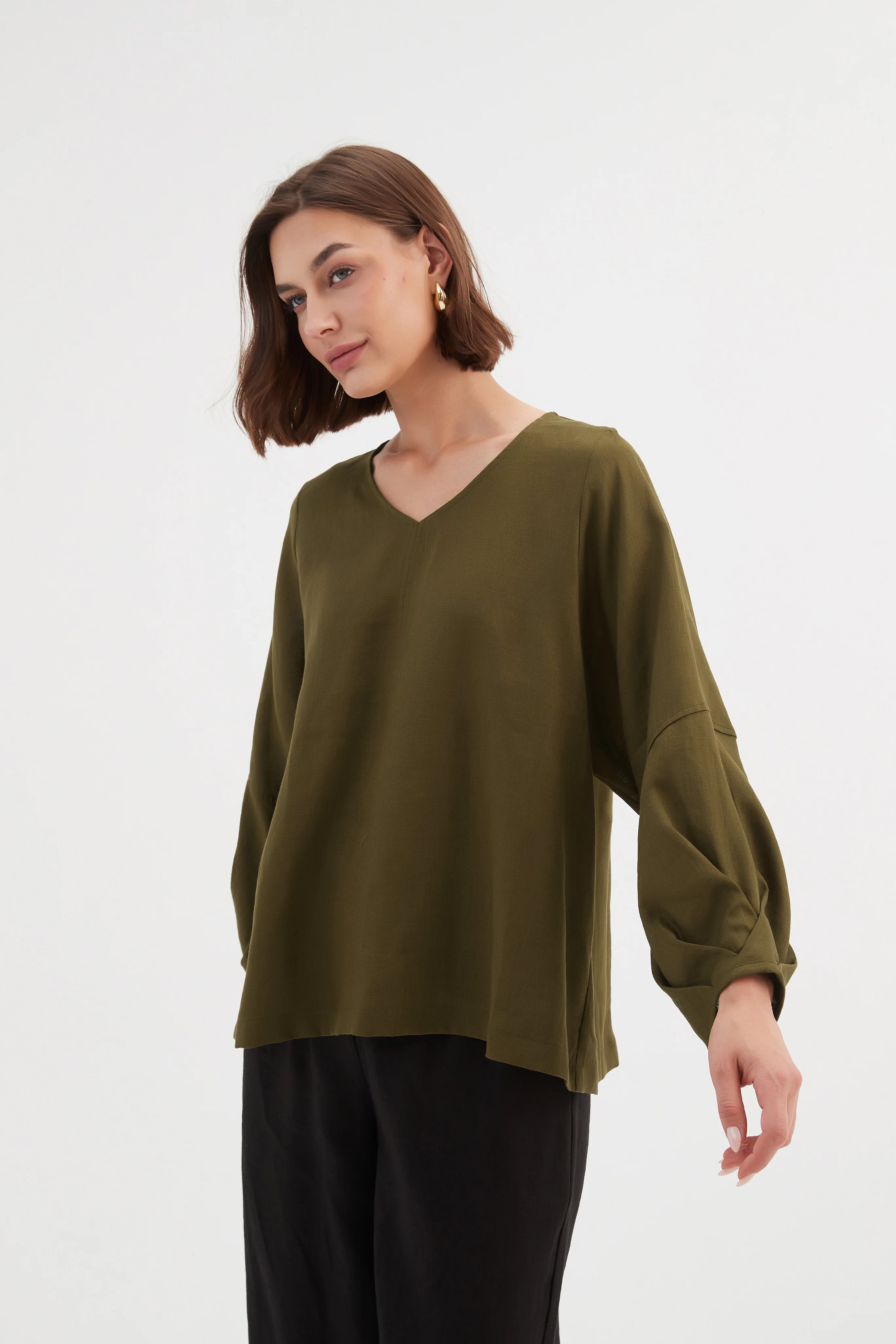 BISHOP LONG SLEEVE LINEN TOP - Image 9