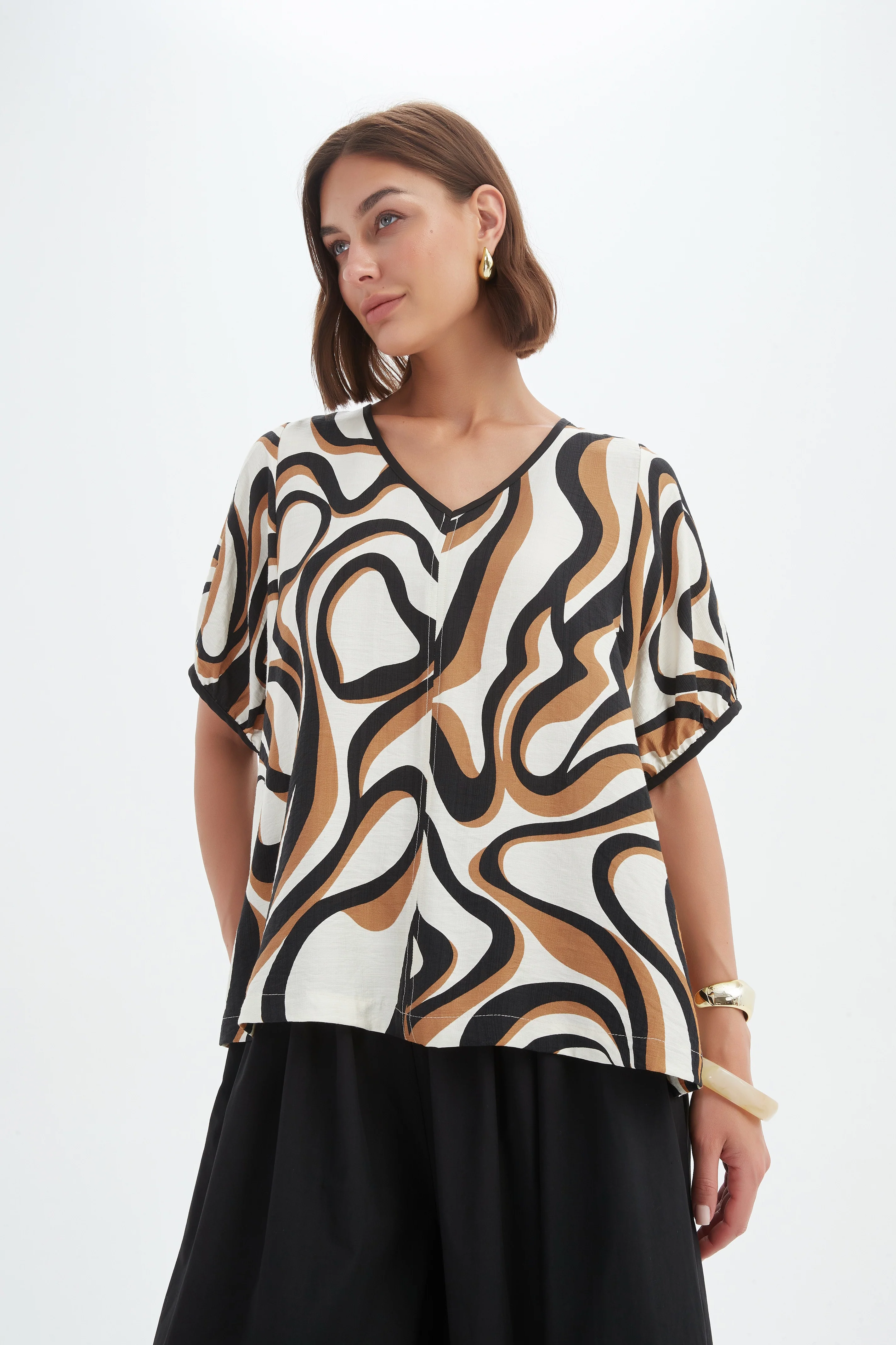 BISHOP SLEEVE SWIRL TOP - Image 2