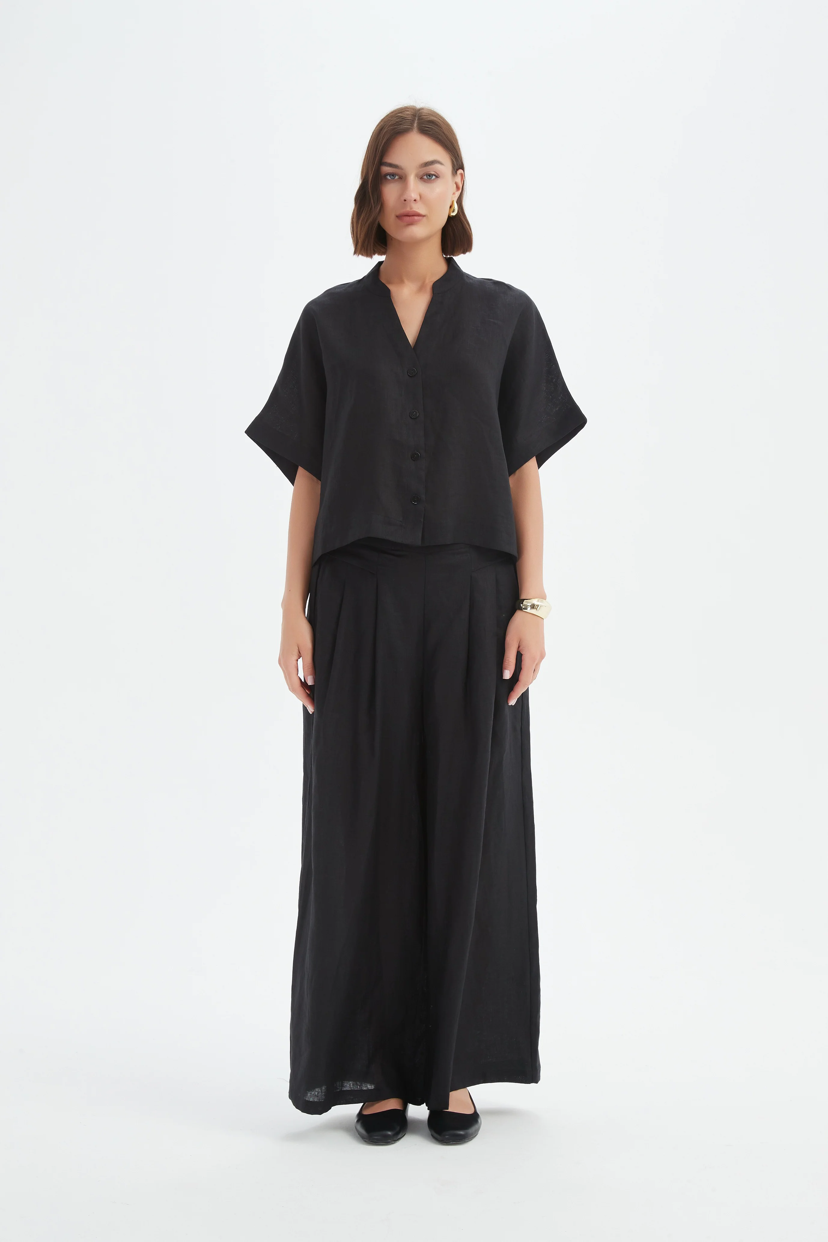 BOXY BUTTON LINEN SHIRT - Image 17