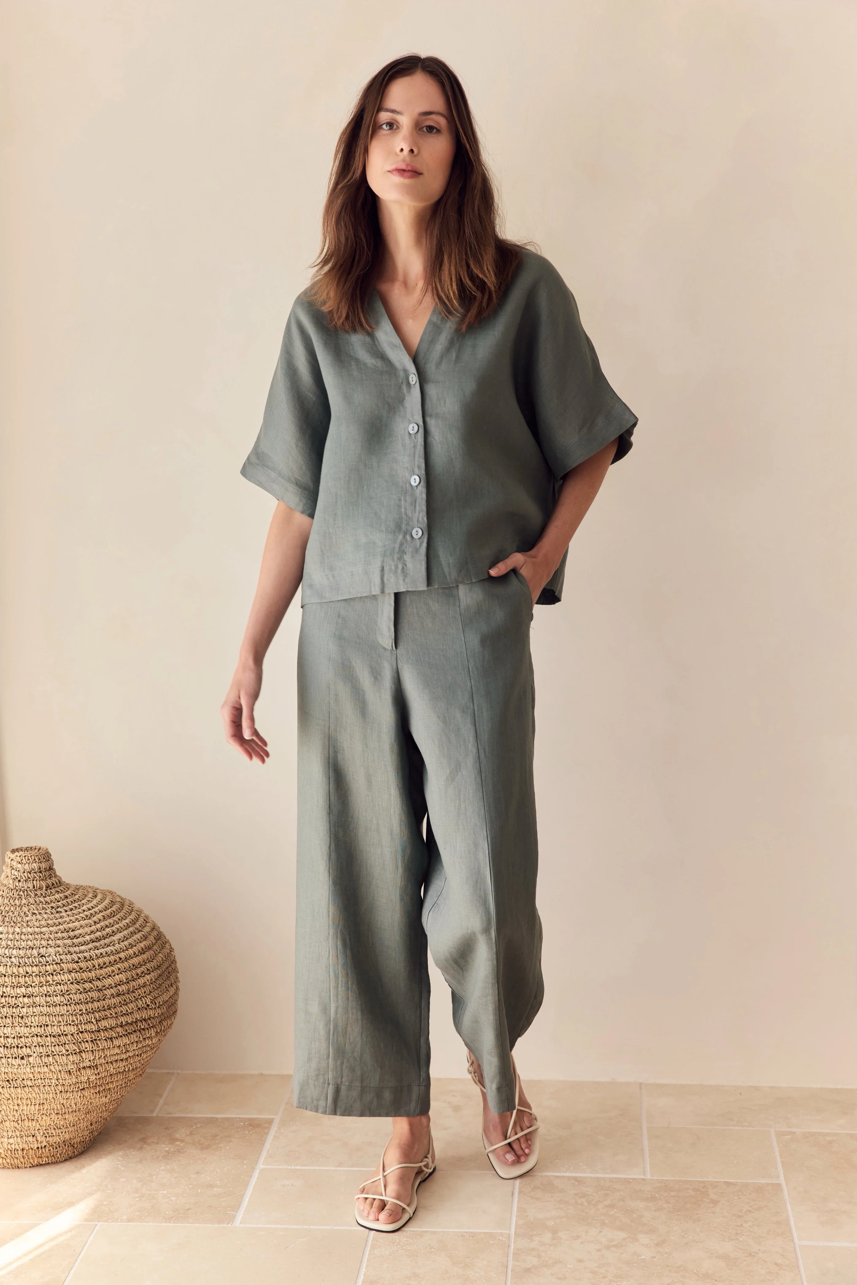 BOXY BUTTON LINEN SHIRT - Image 2