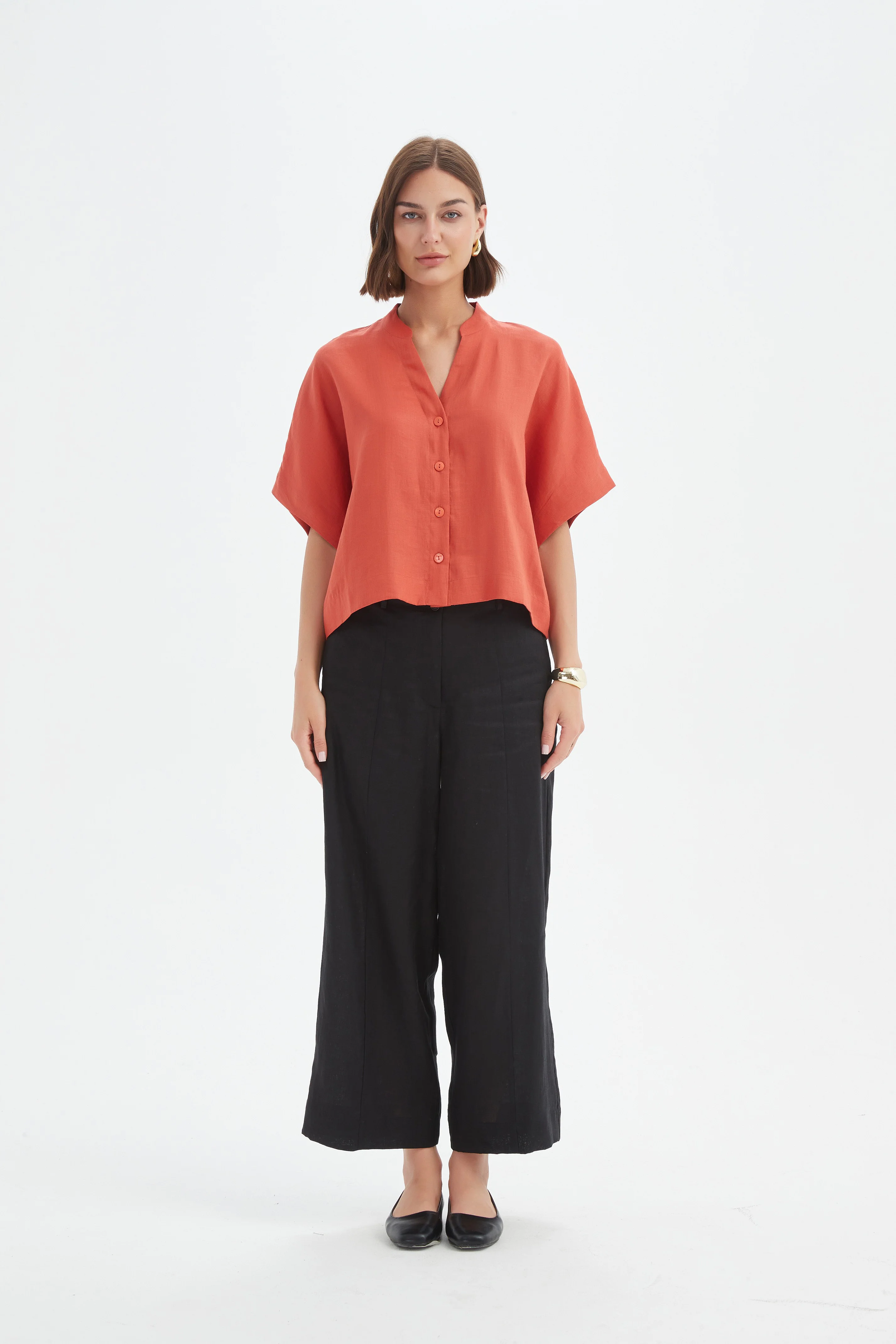 BOXY BUTTON LINEN SHIRT - Image 22