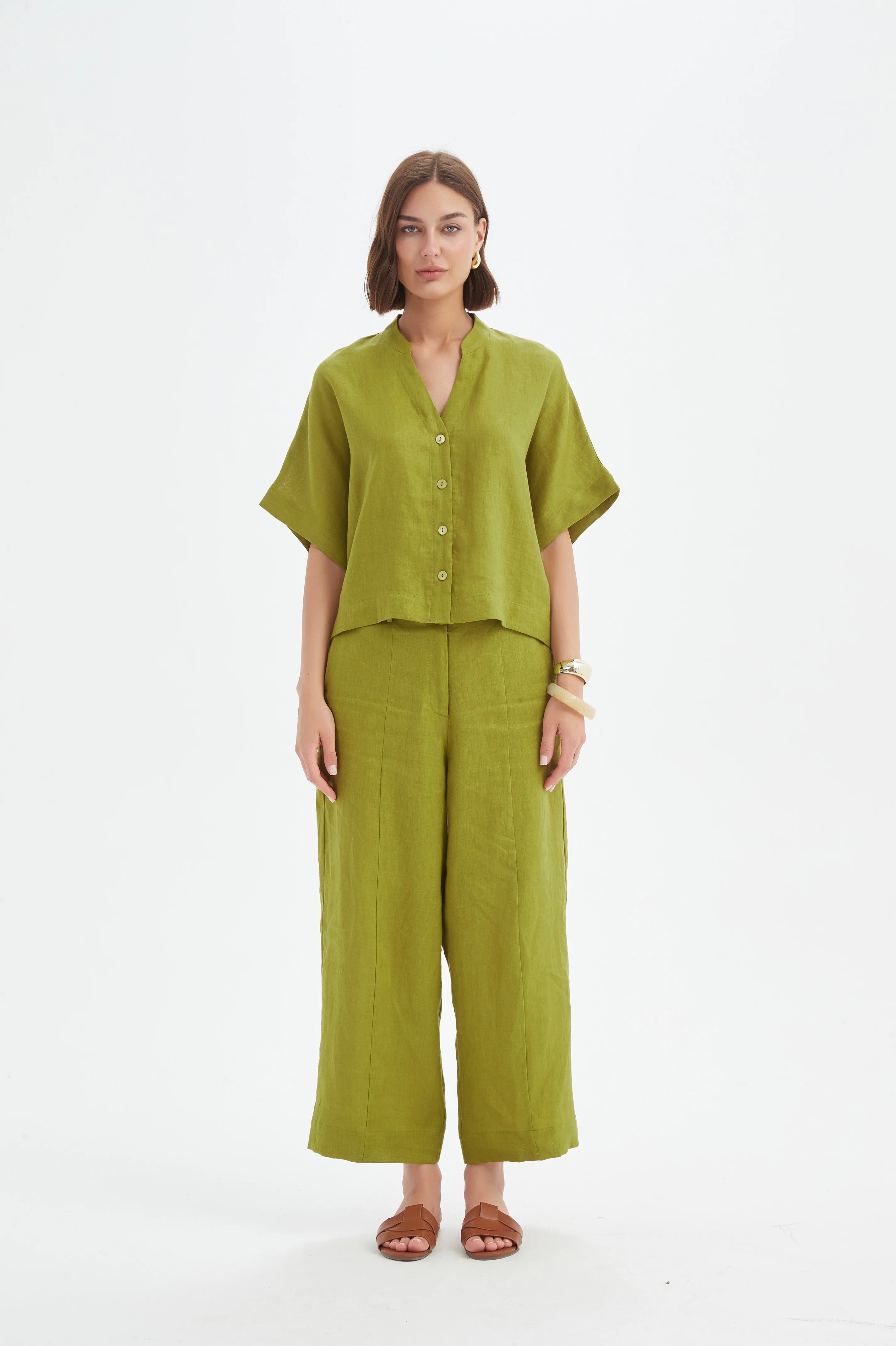 BOXY BUTTON LINEN SHIRT - Image 27