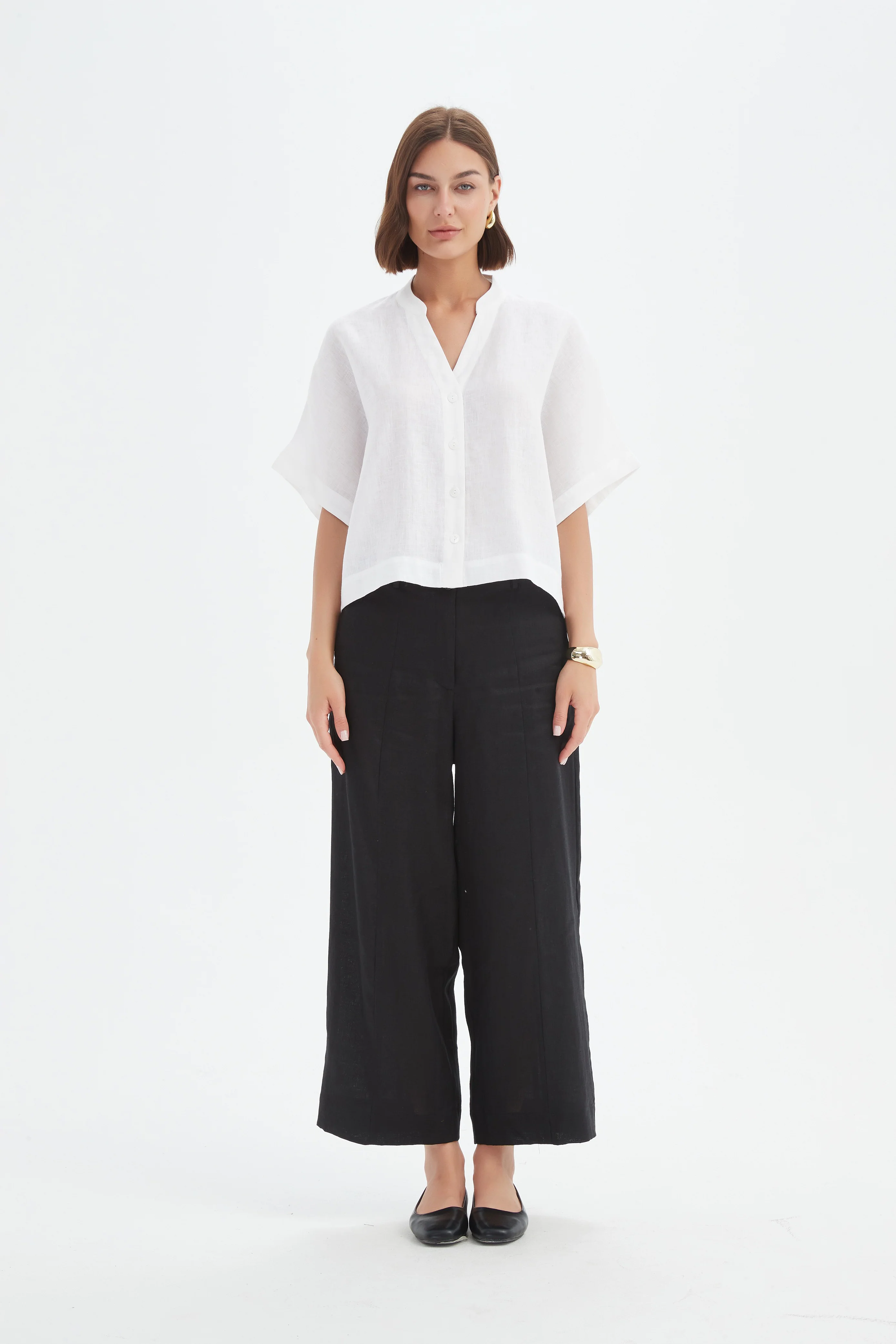 BOXY BUTTON LINEN SHIRT - Image 37