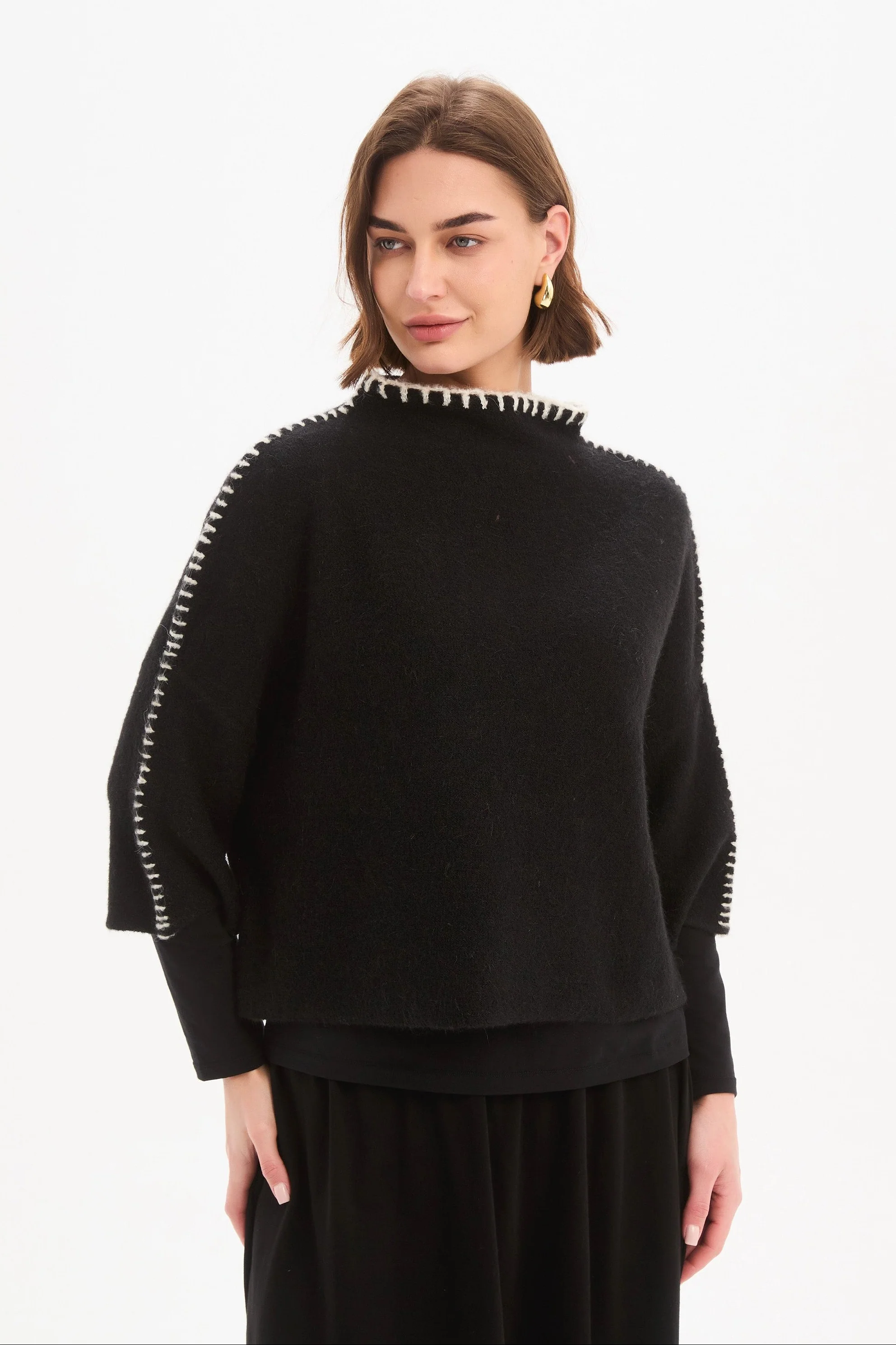 CONTRAST STITCH DETAIL KNIT - Image 2