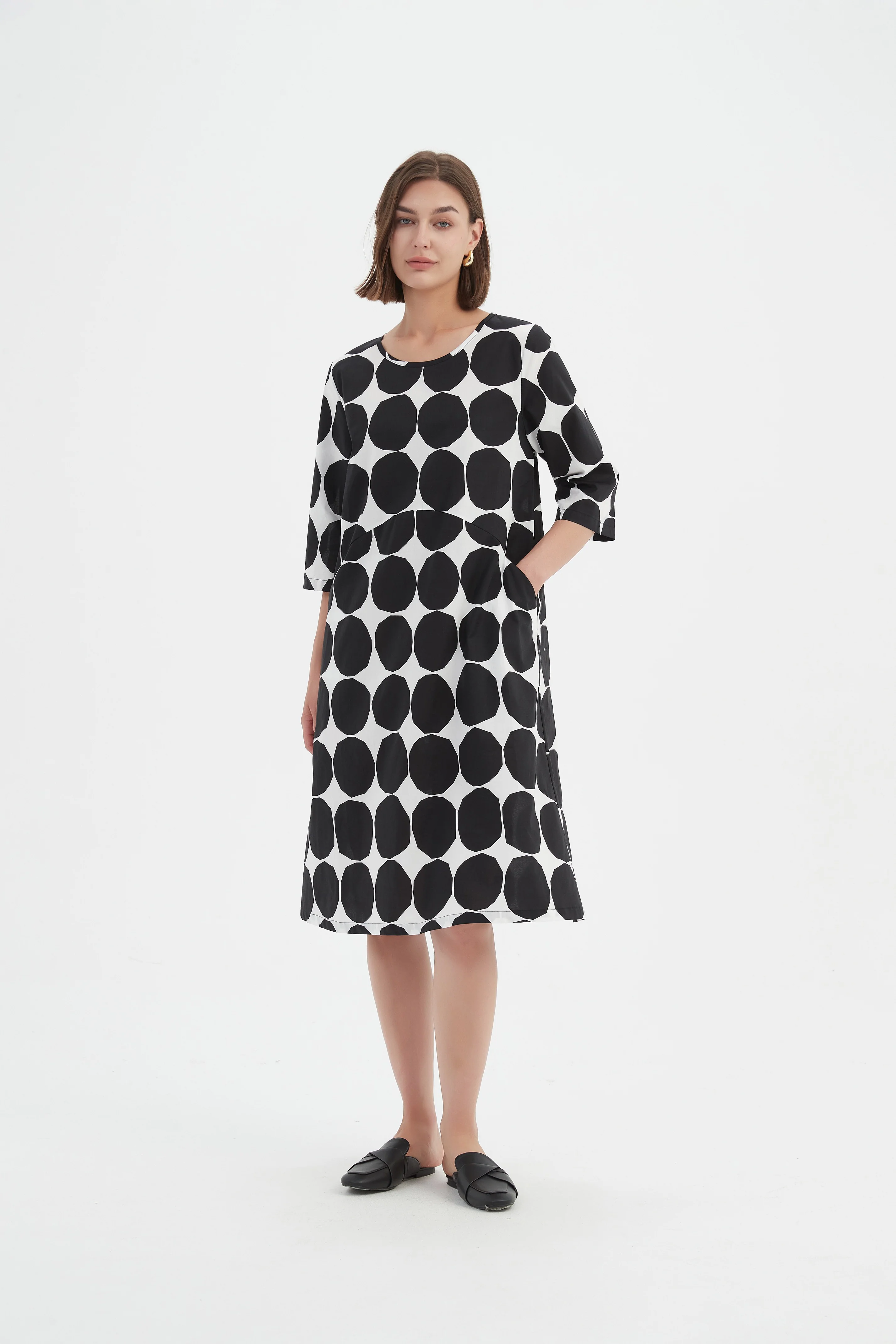CURVE SEAM POPLIN DRESS - Image 13