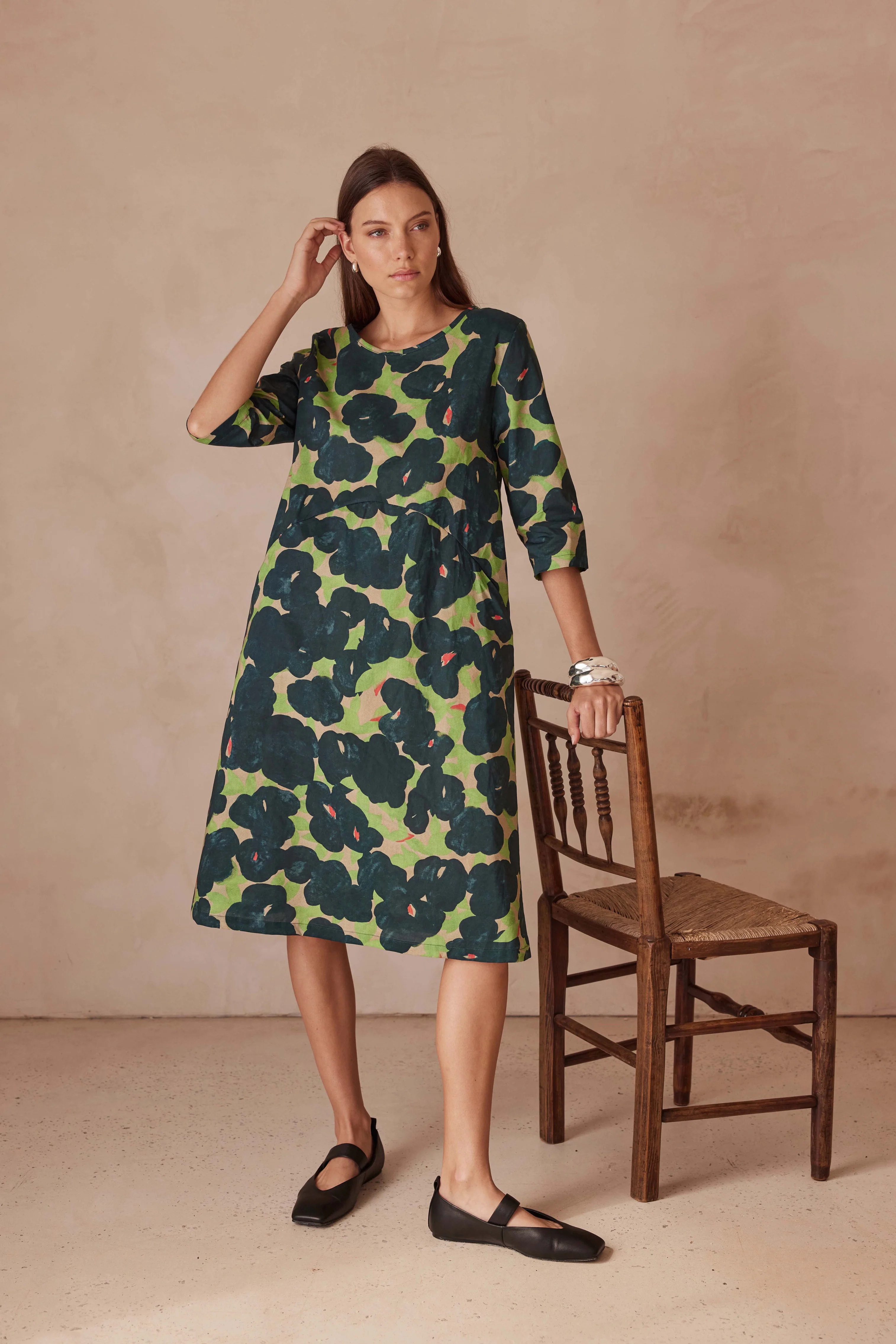 CURVE SEAM POPLIN DRESS - Image 24