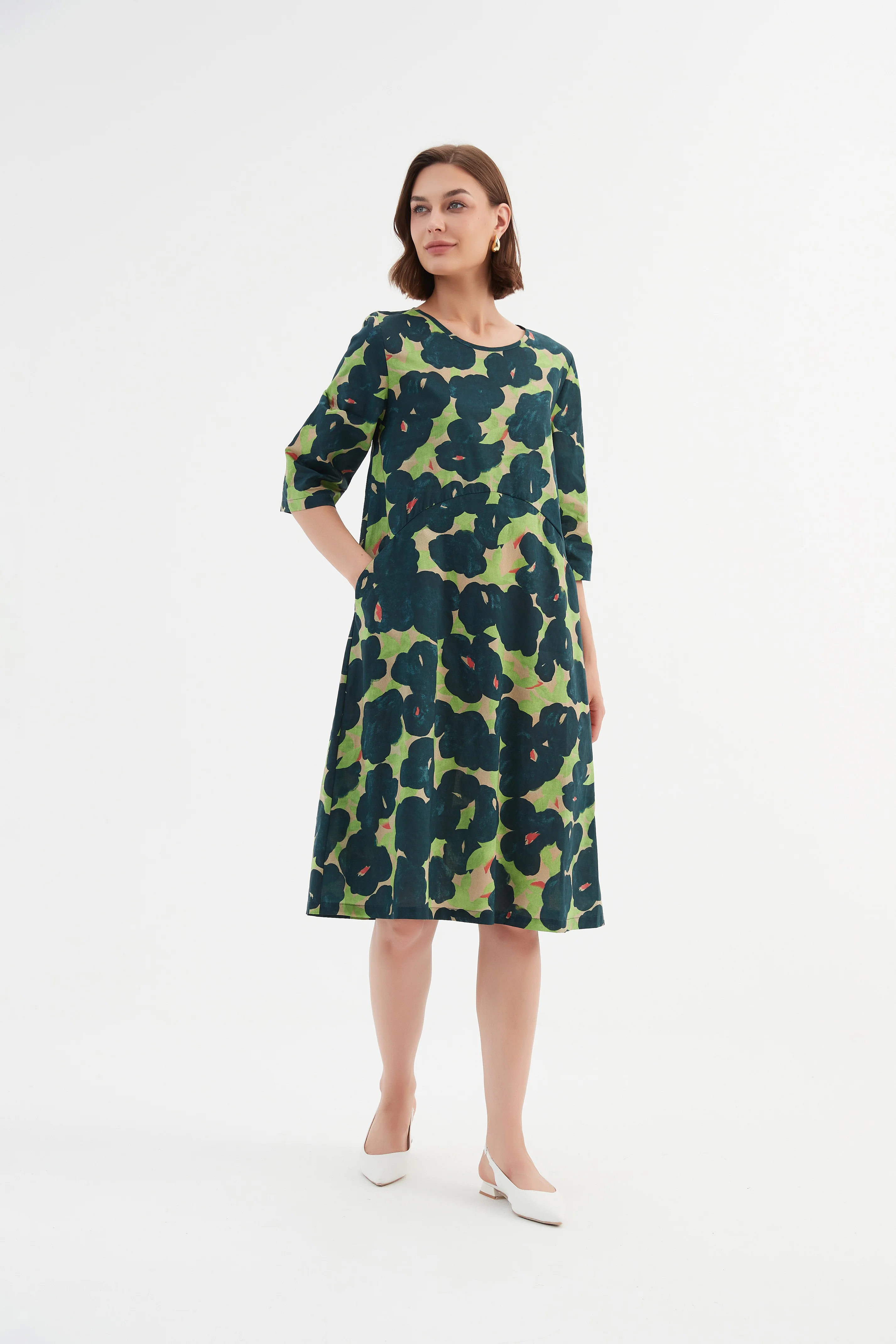 CURVE SEAM POPLIN DRESS - Image 25