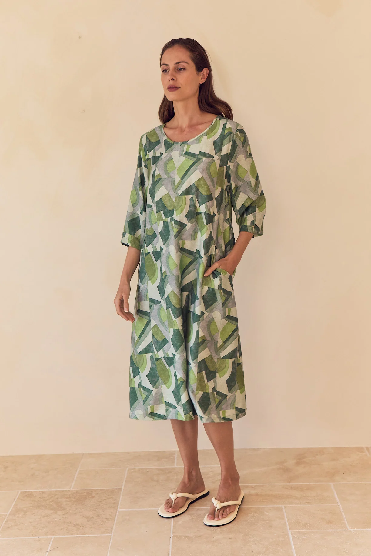 CURVE SEAM PRINT DRESS - Image 12