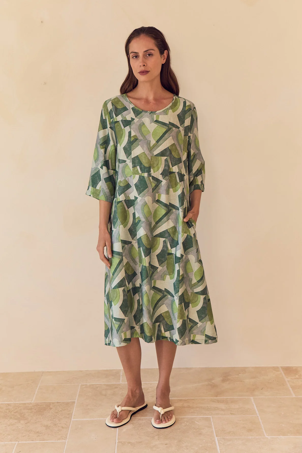 CURVE SEAM PRINT DRESS - Image 13