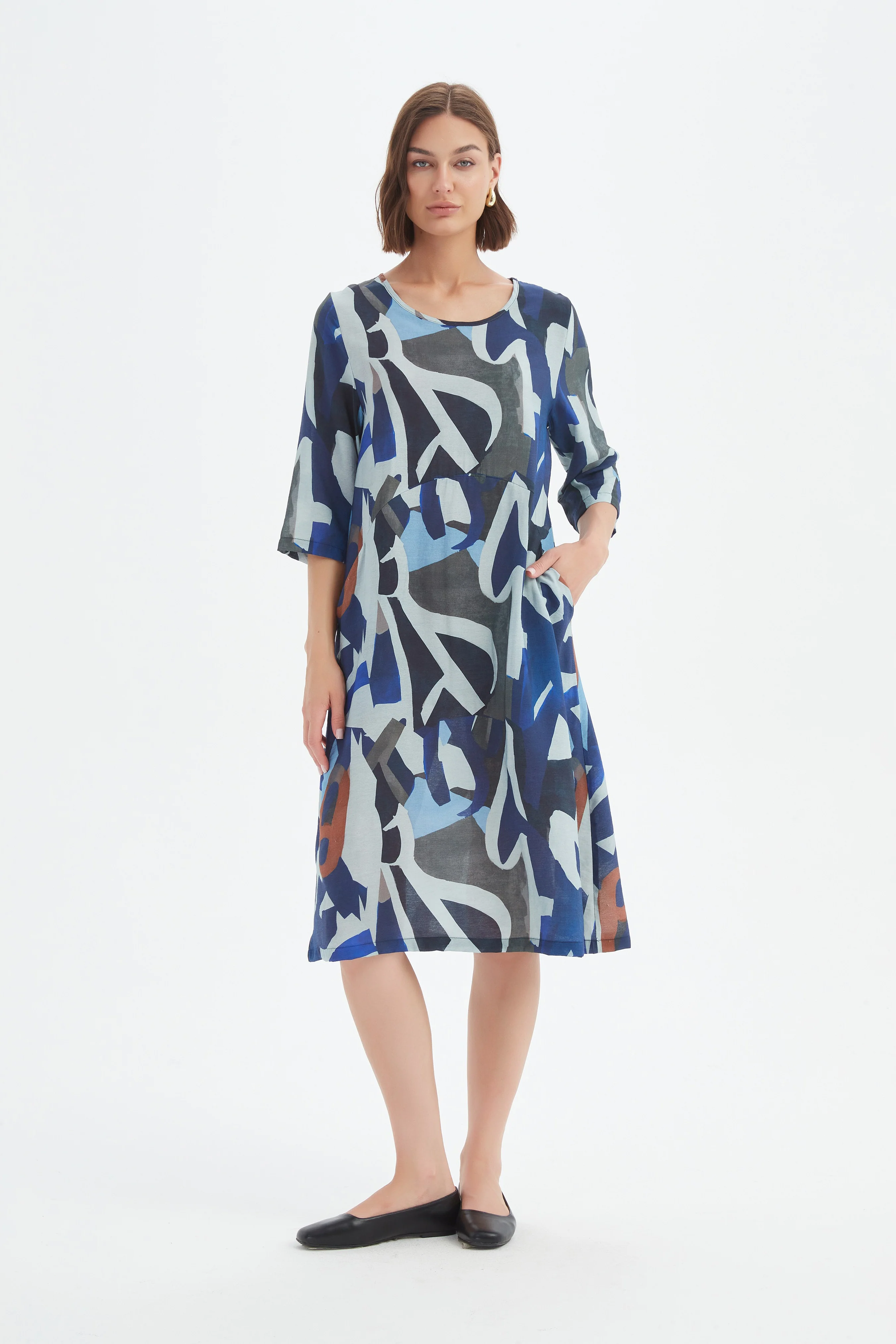 CURVE SEAM PRINT DRESS - Image 16