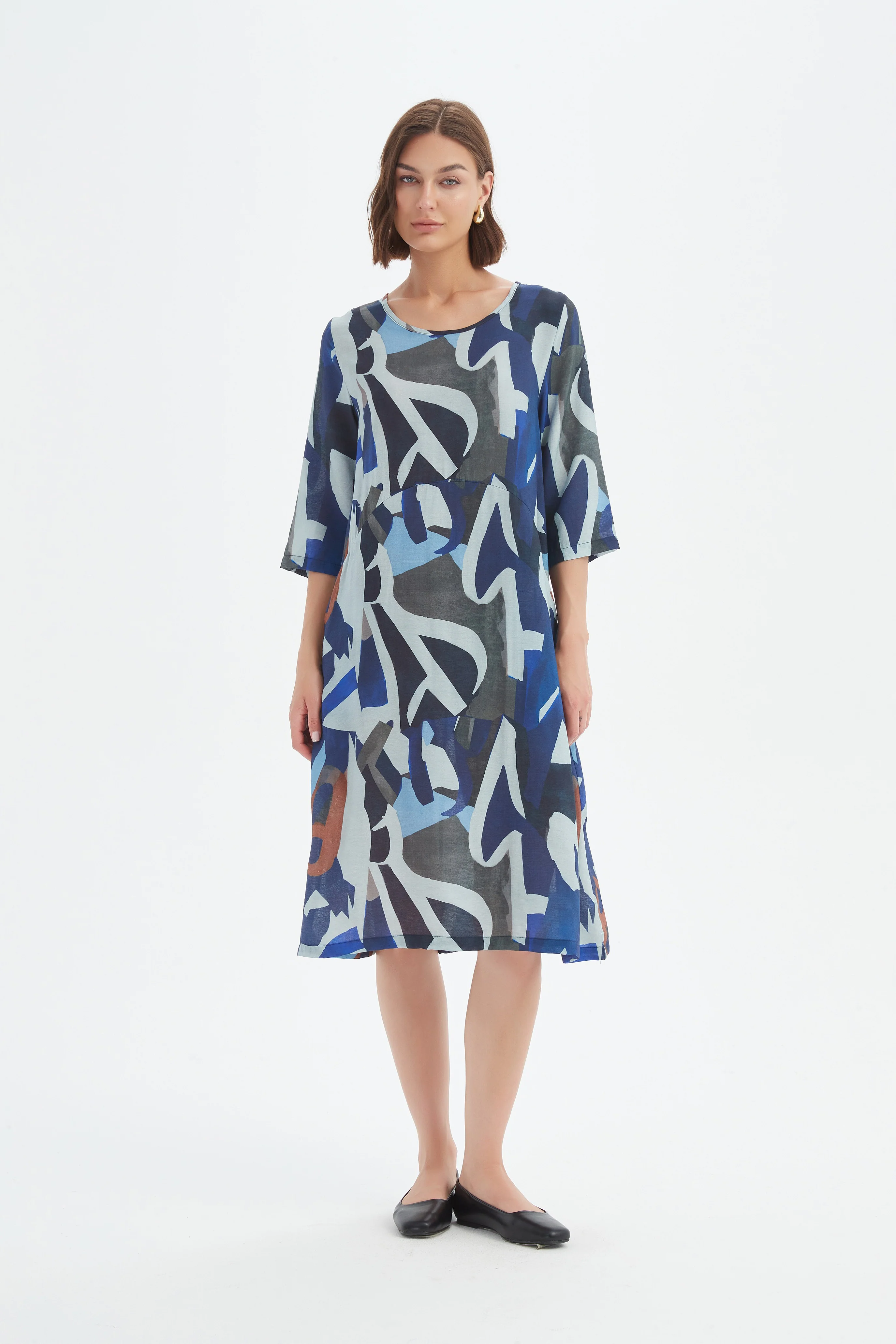 CURVE SEAM PRINT DRESS - Image 18