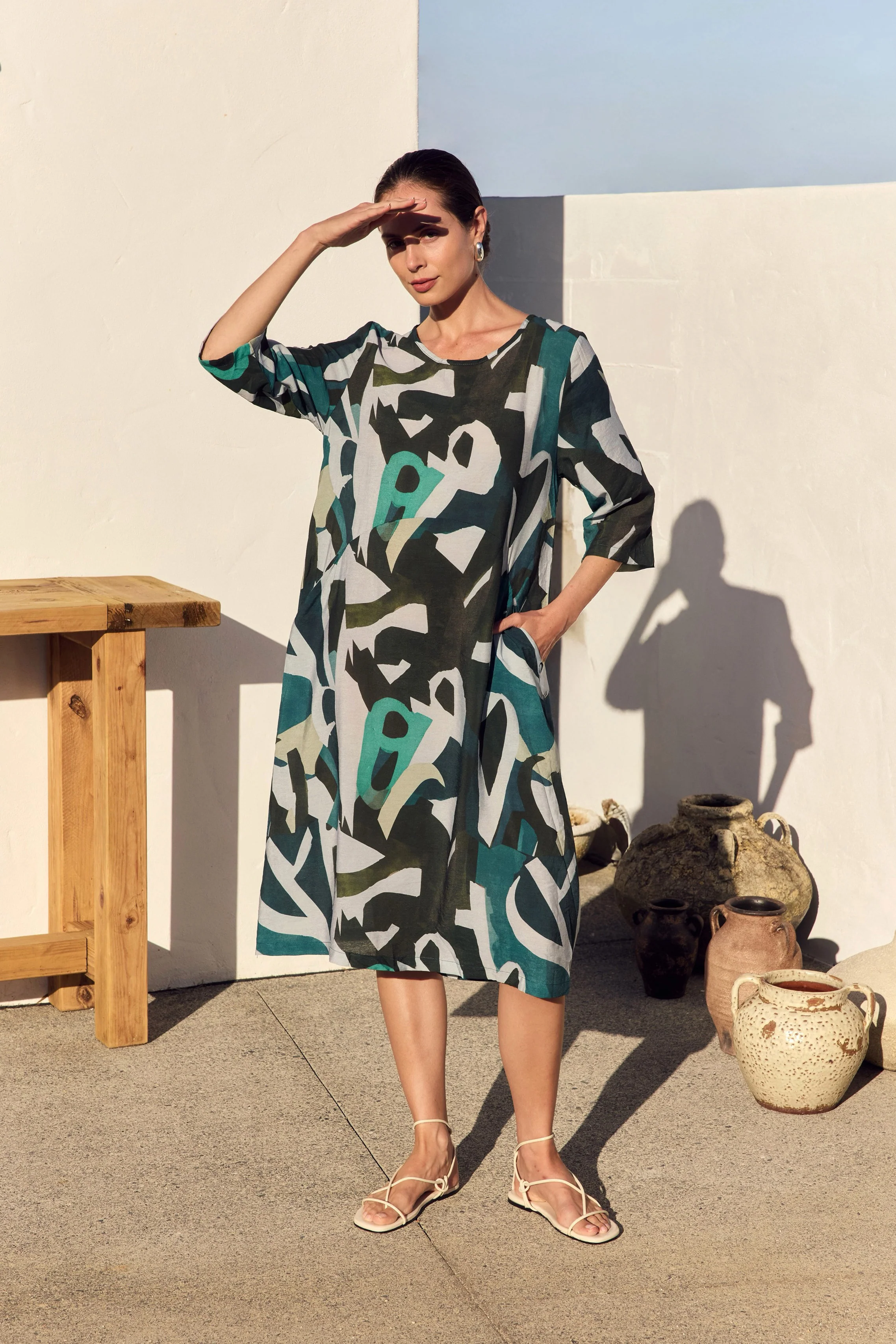 CURVE SEAM PRINT DRESS - Image 2