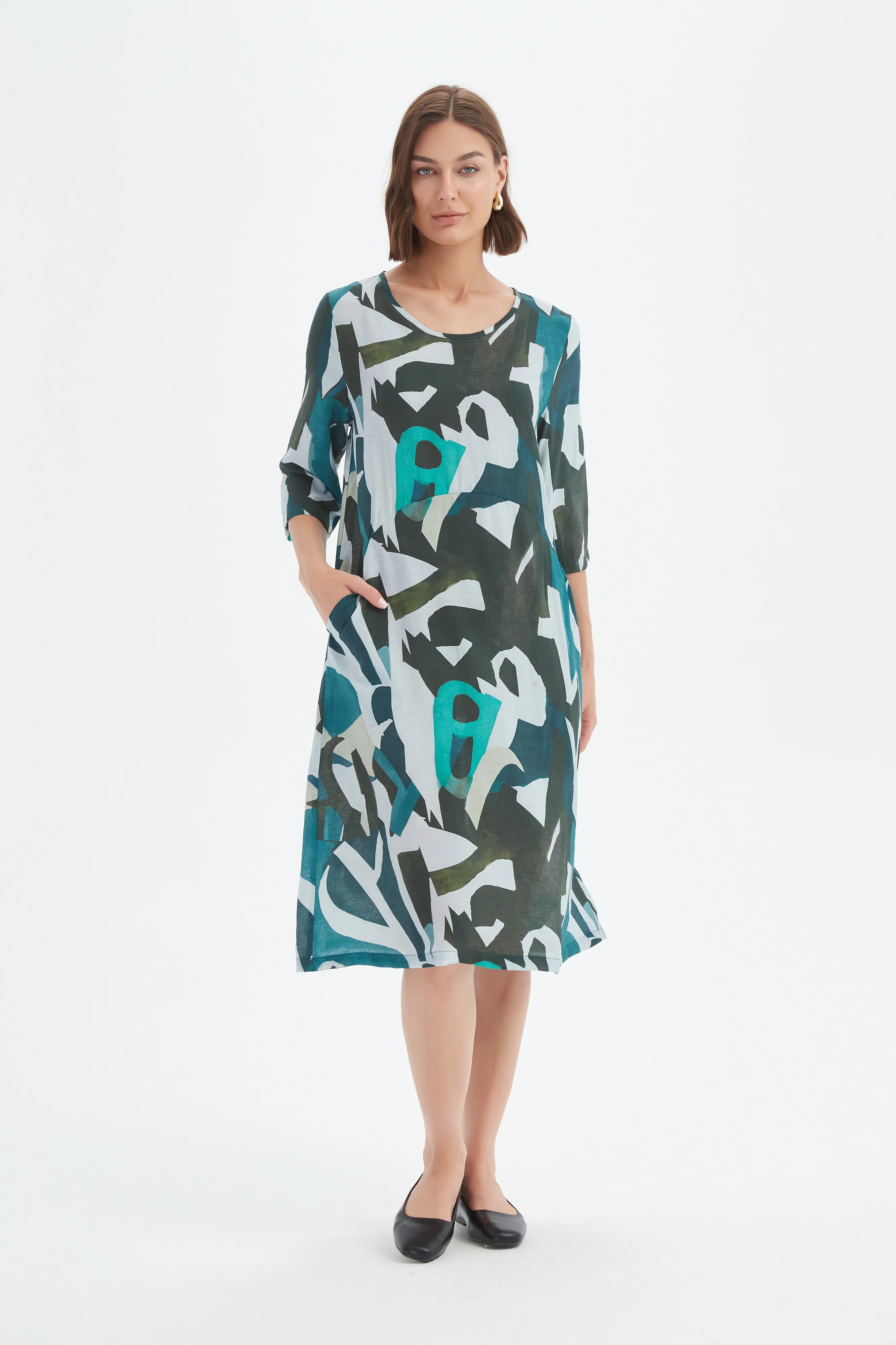 CURVE SEAM PRINT DRESS - Image 3