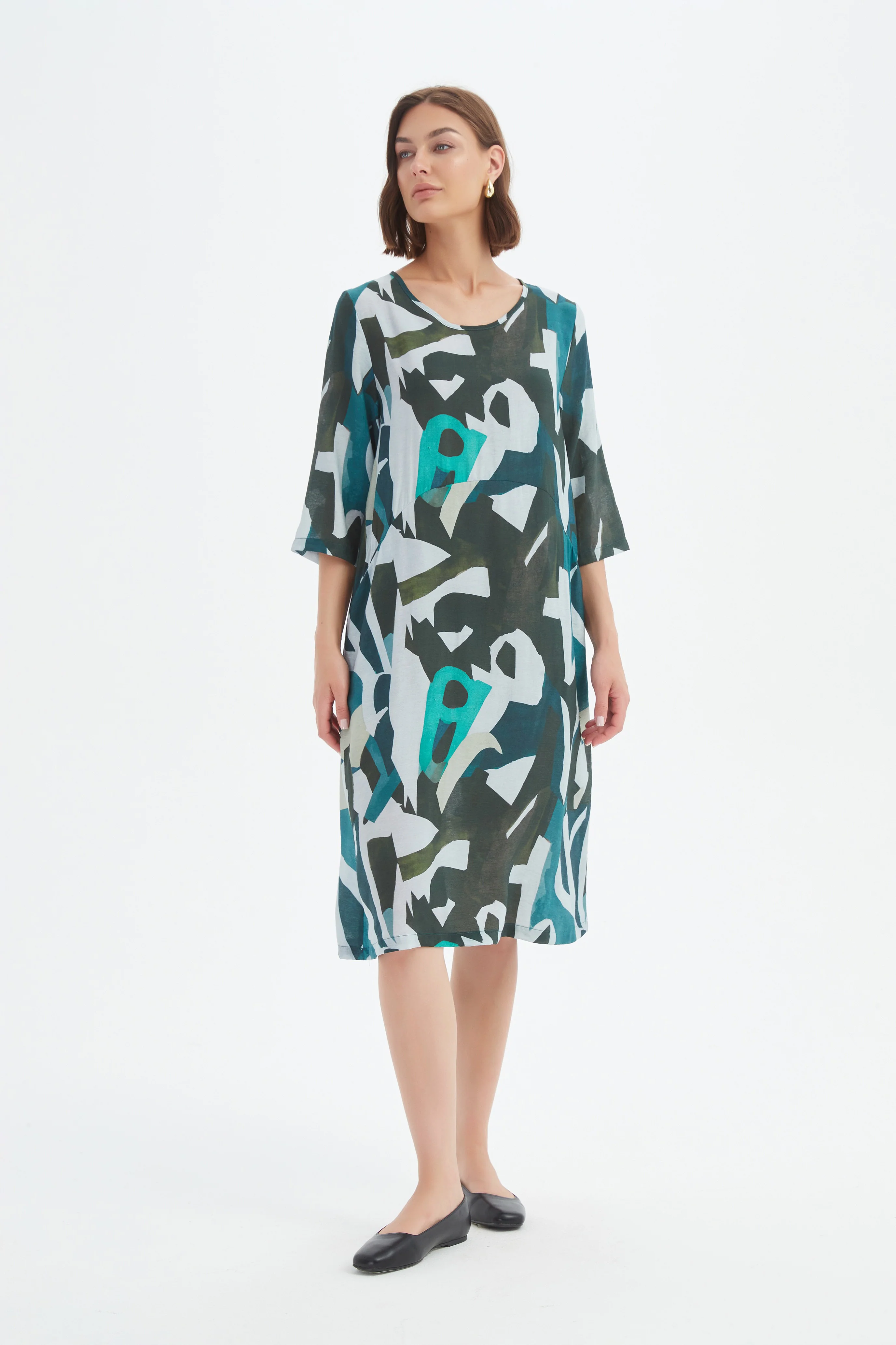 CURVE SEAM PRINT DRESS - Image 4