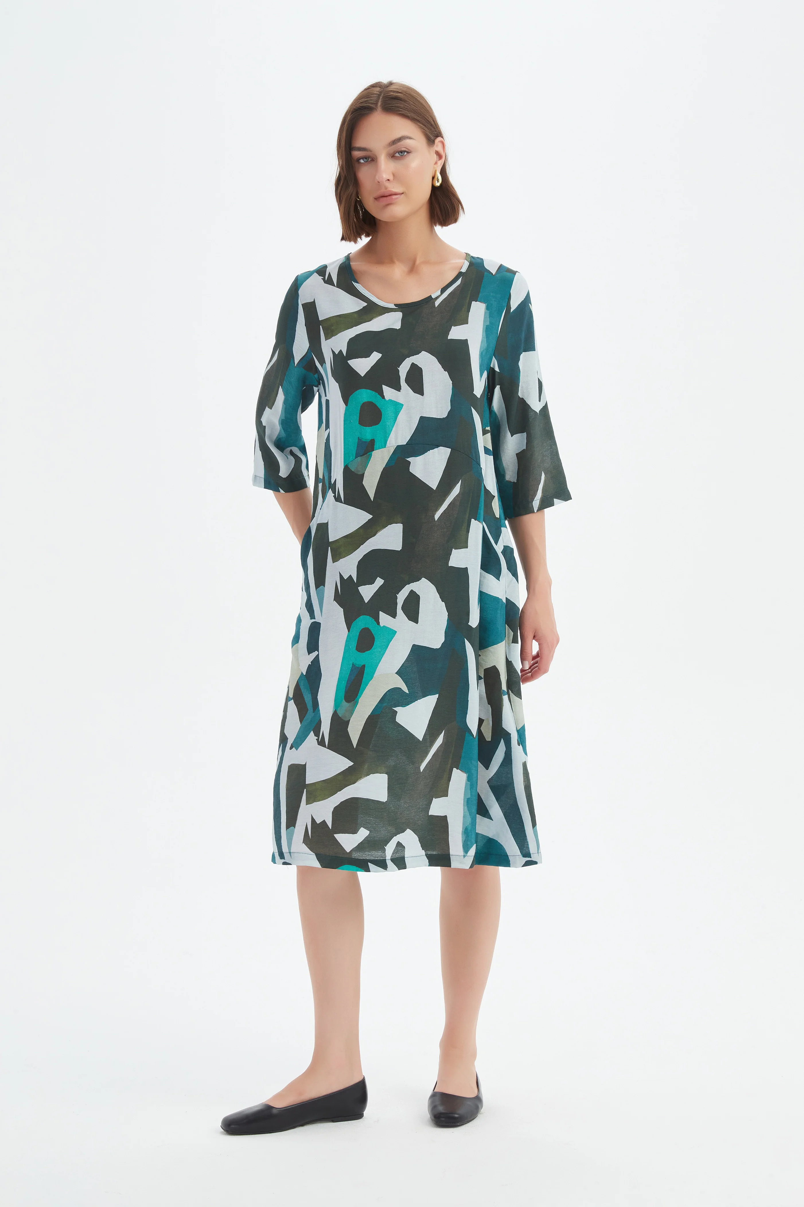 CURVE SEAM PRINT DRESS - Image 5