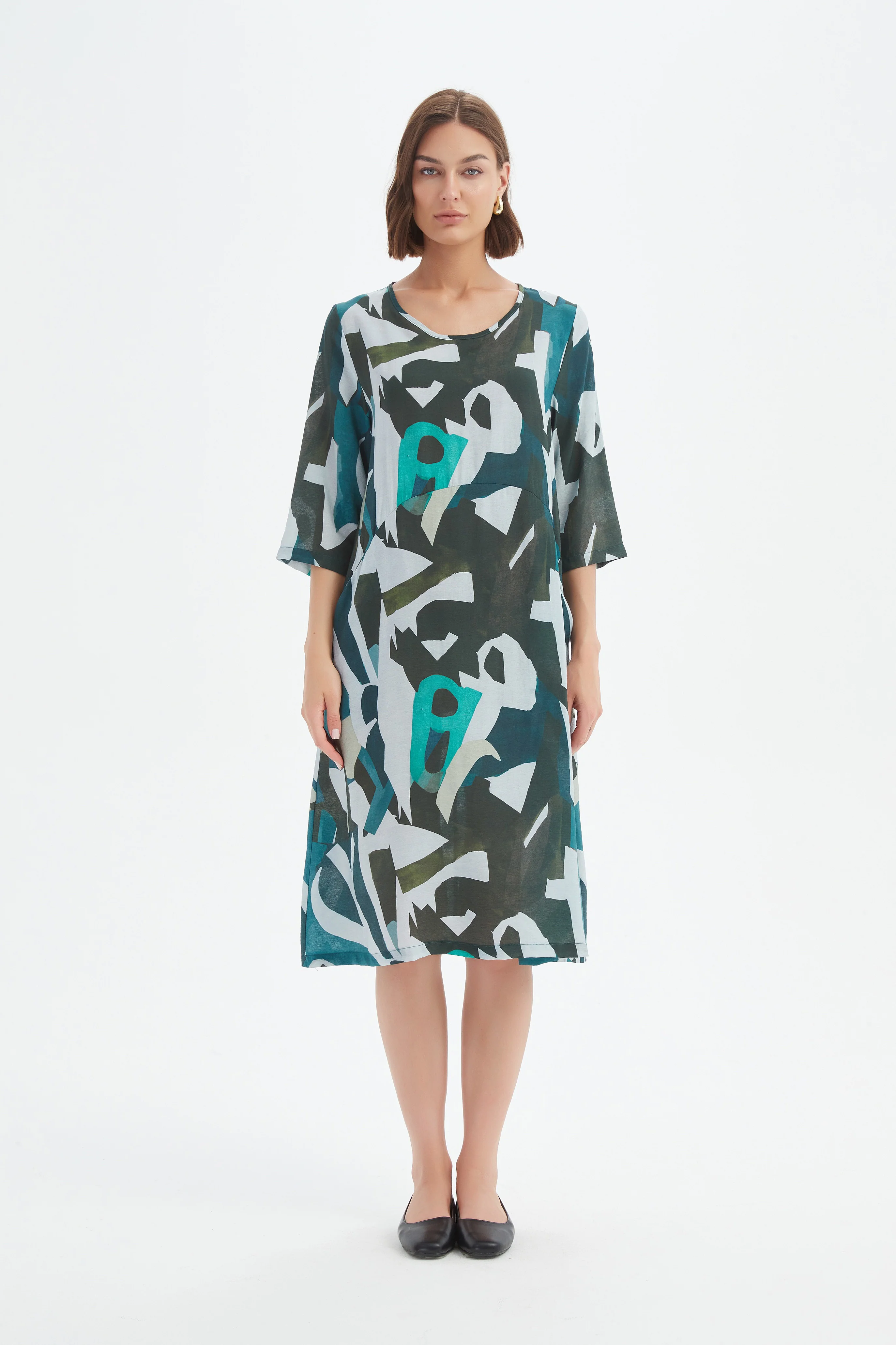 CURVE SEAM PRINT DRESS - Image 6