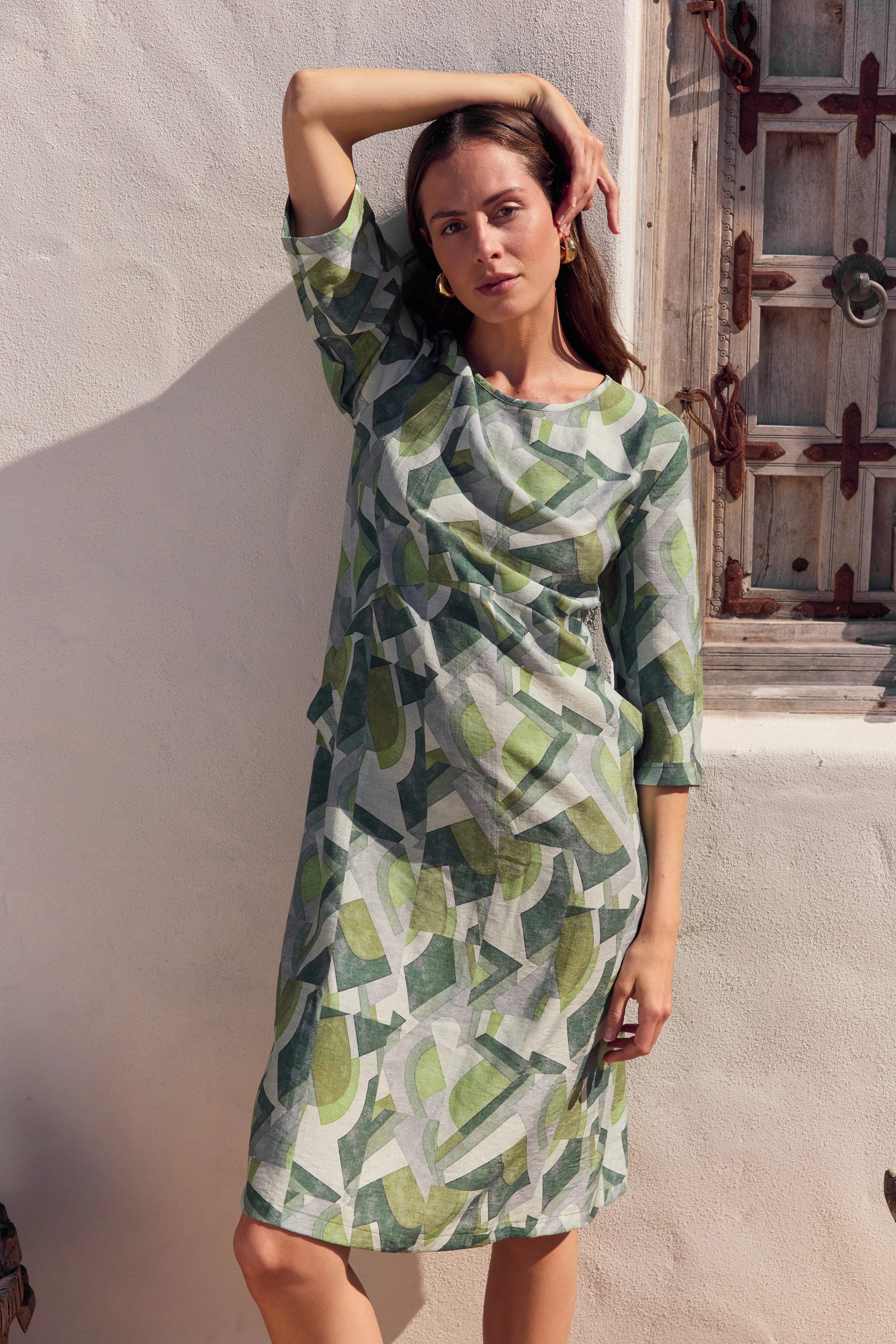 CURVE SEAM PRINT DRESS - Image 8