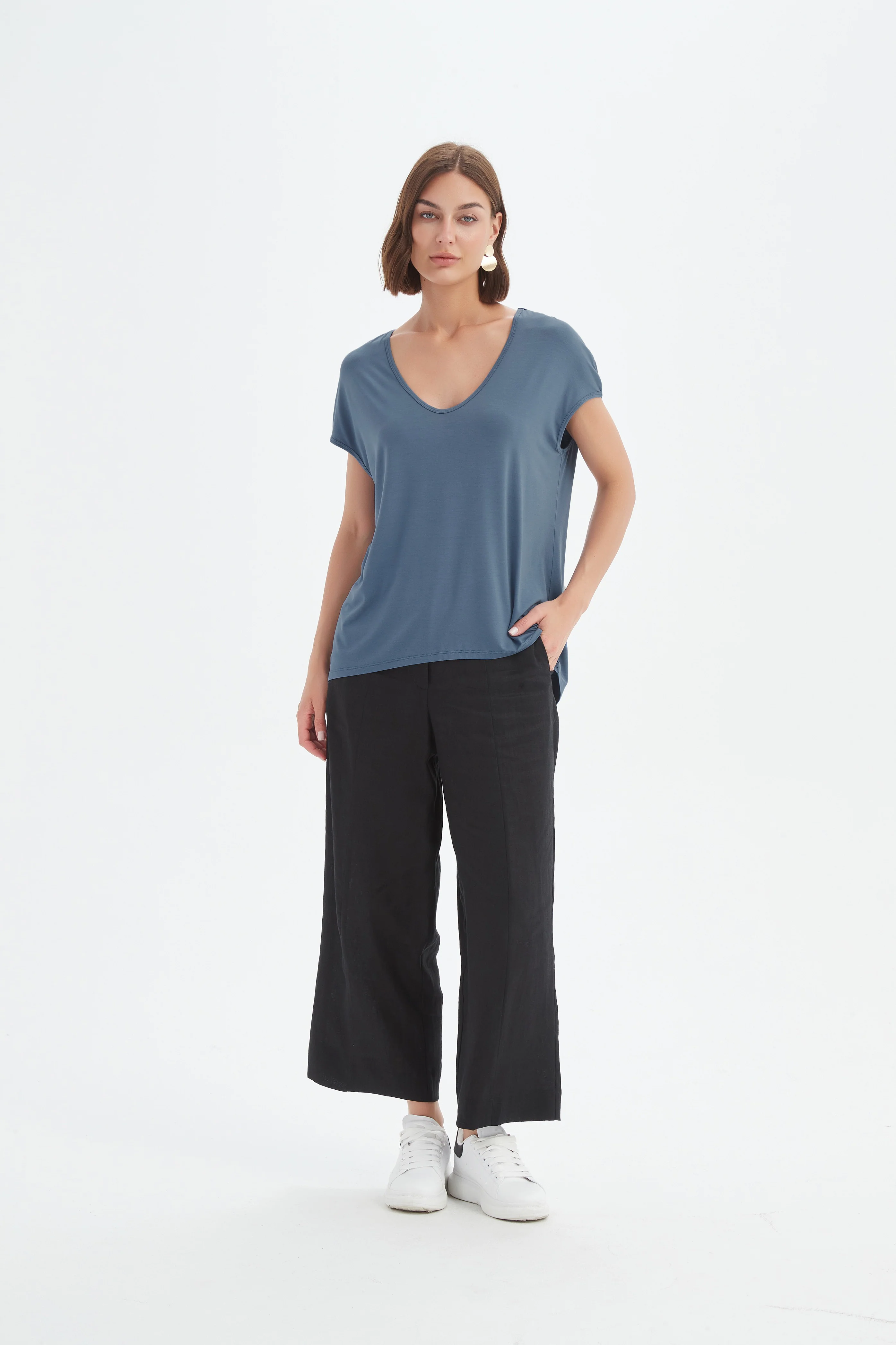 DEEP V CAP SLEEVE TEE - Image 3