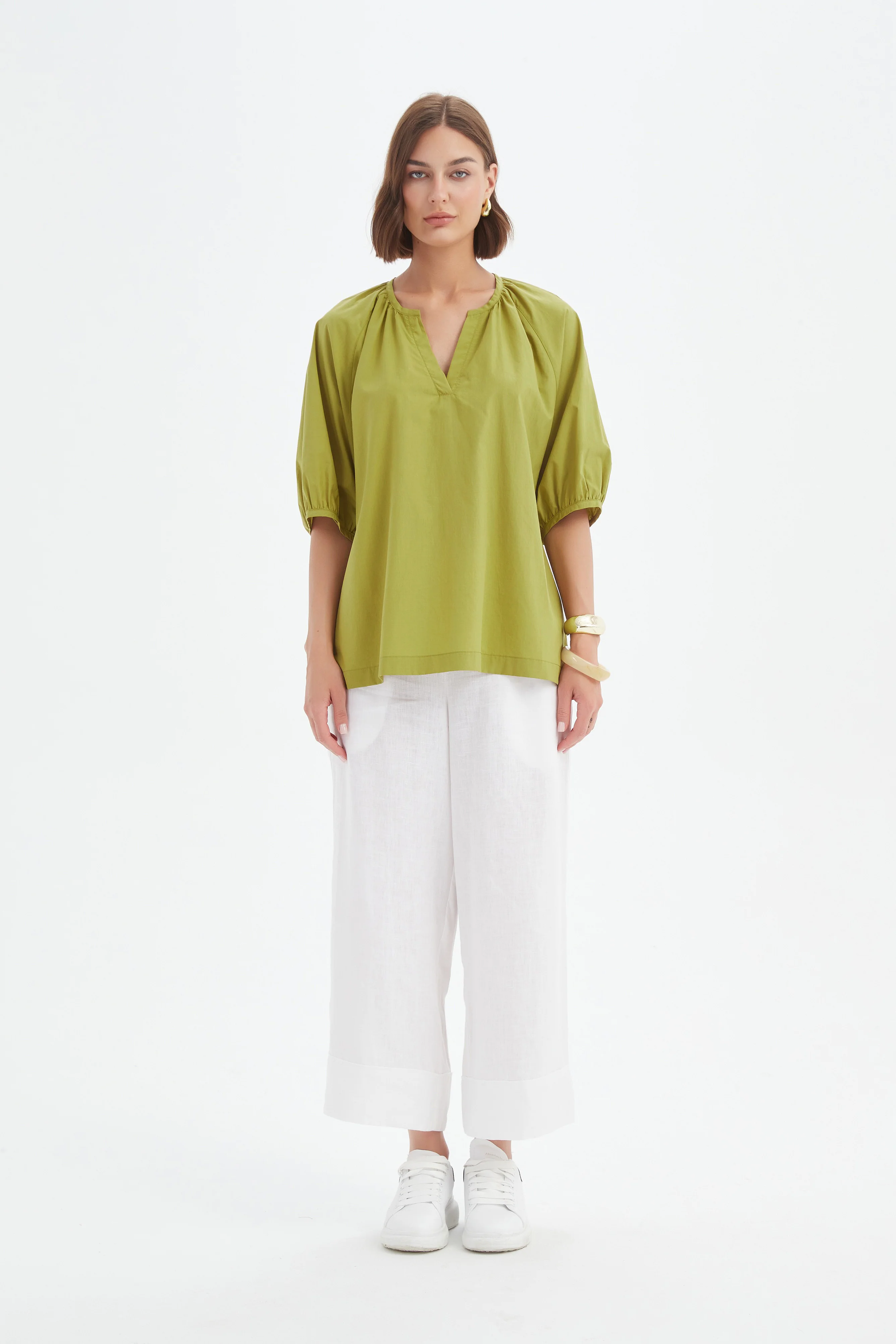 GATHERED NOTCH NECK TOP - Image 9