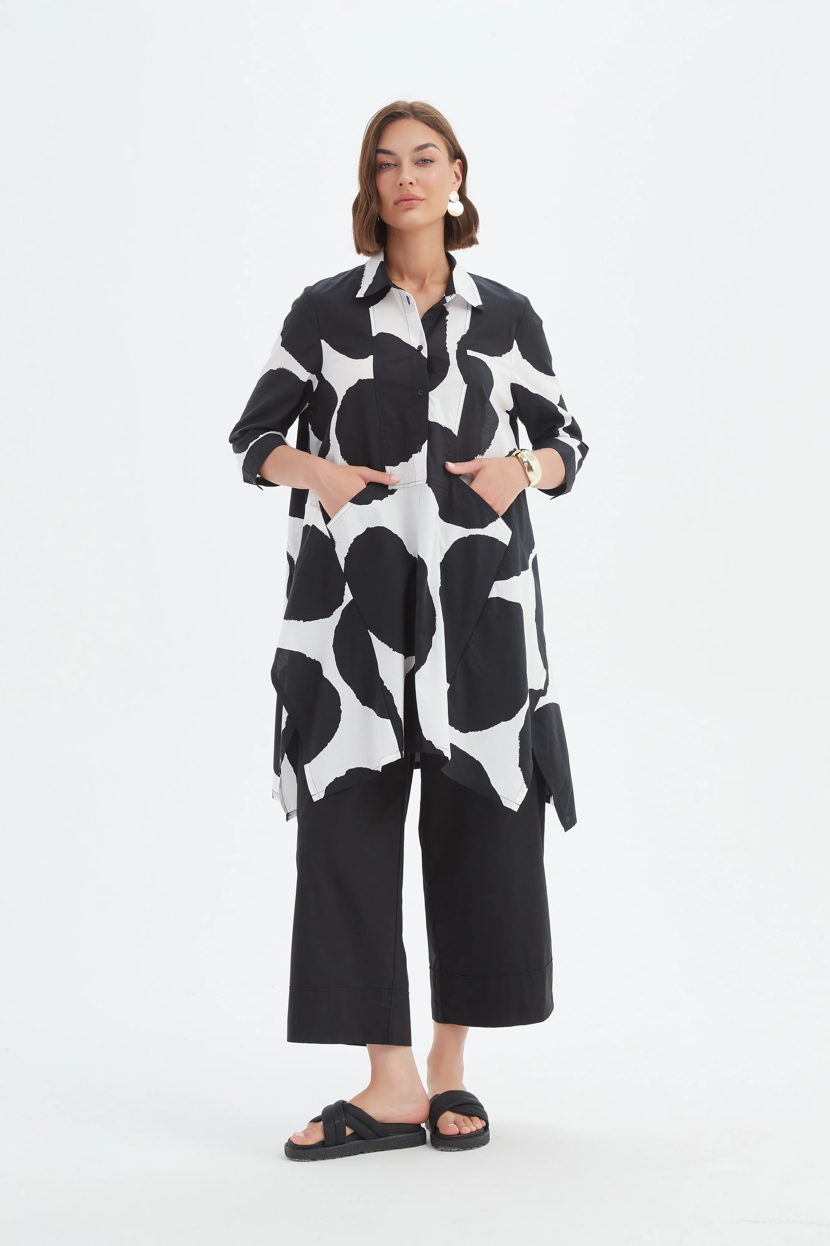 HANDKERCHIEF HEM SPOT PRINT SHIRT - Image 3