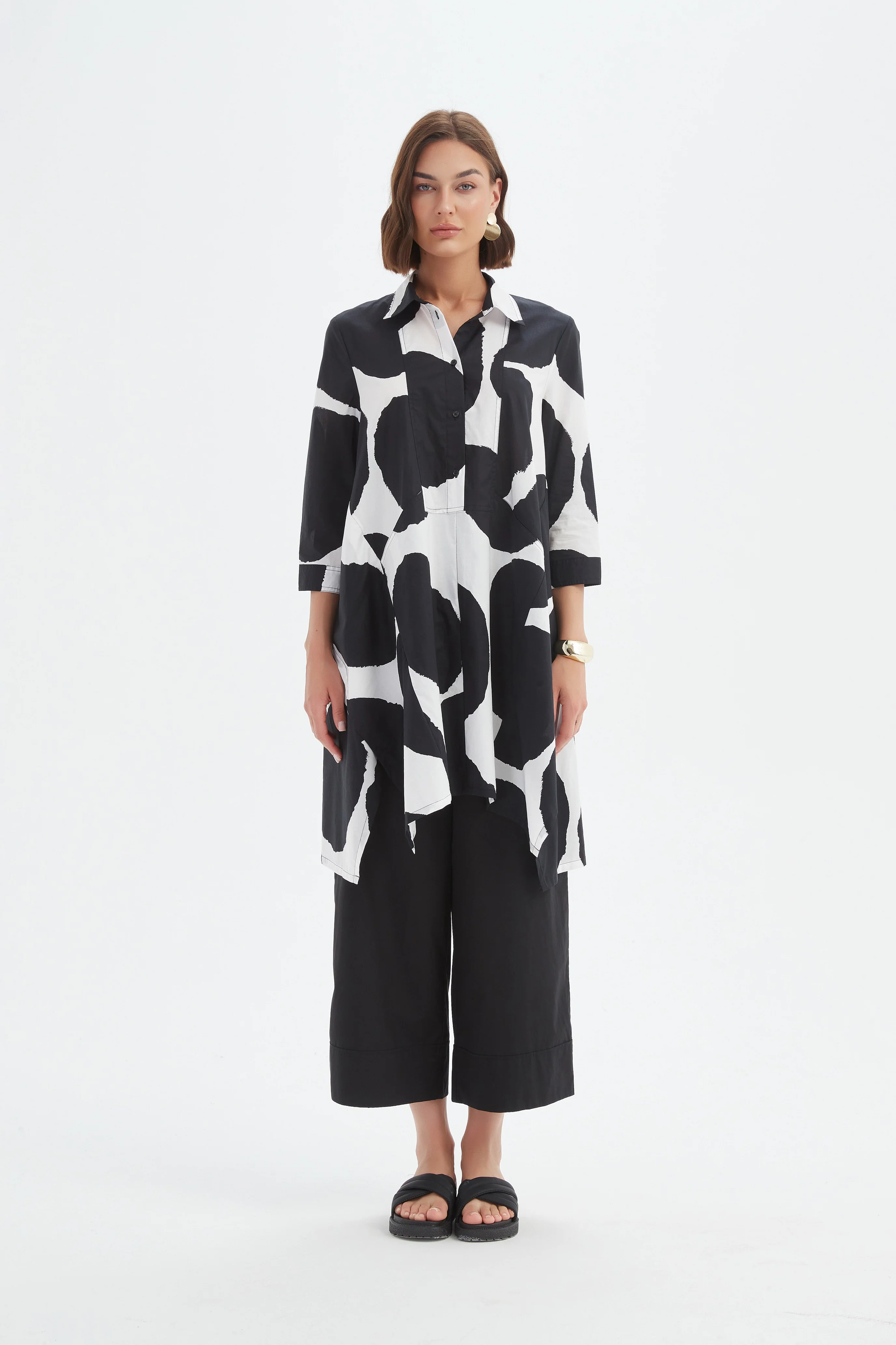 HANDKERCHIEF HEM SPOT PRINT SHIRT - Image 4