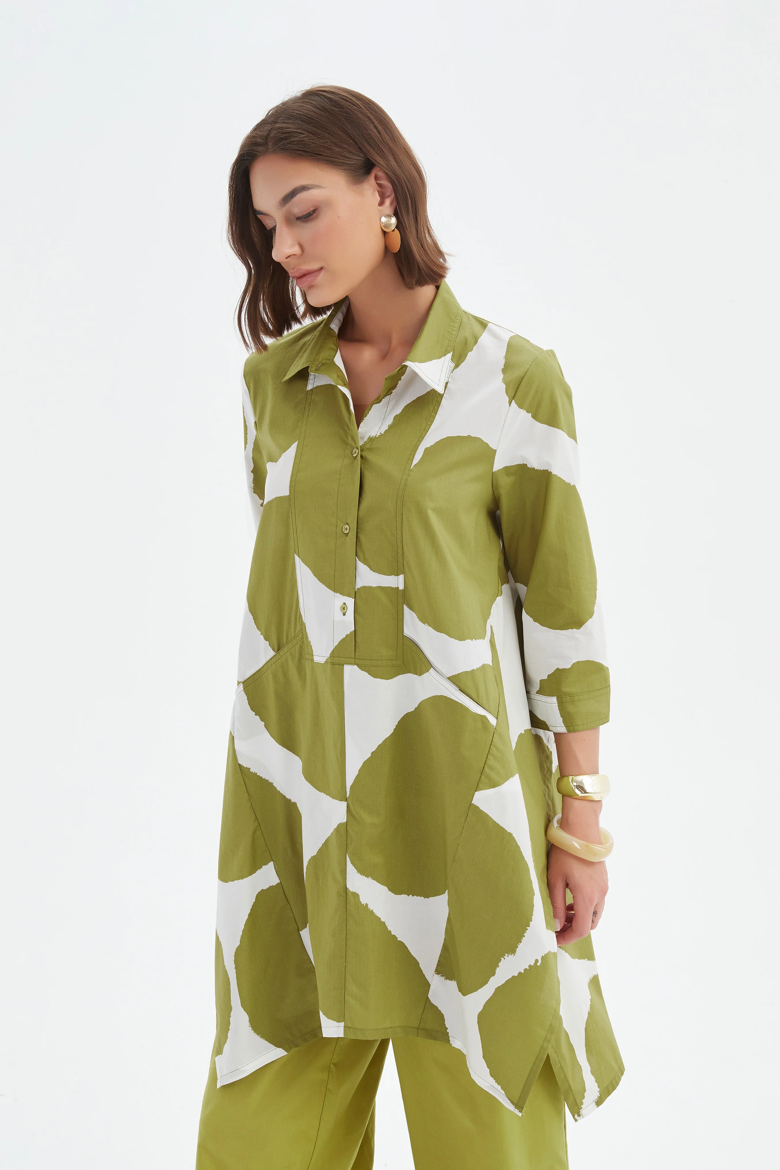 HANDKERCHIEF HEM SPOT PRINT SHIRT - Image 7