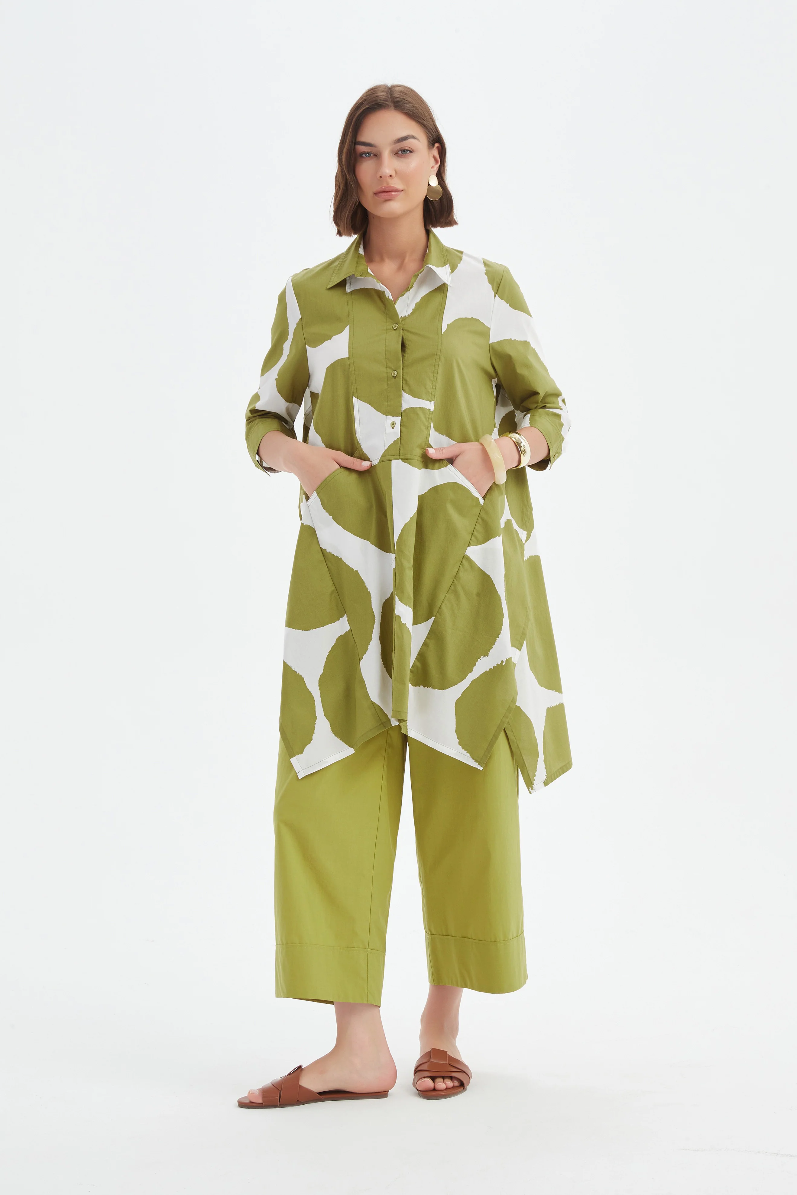 HANDKERCHIEF HEM SPOT PRINT SHIRT - Image 8