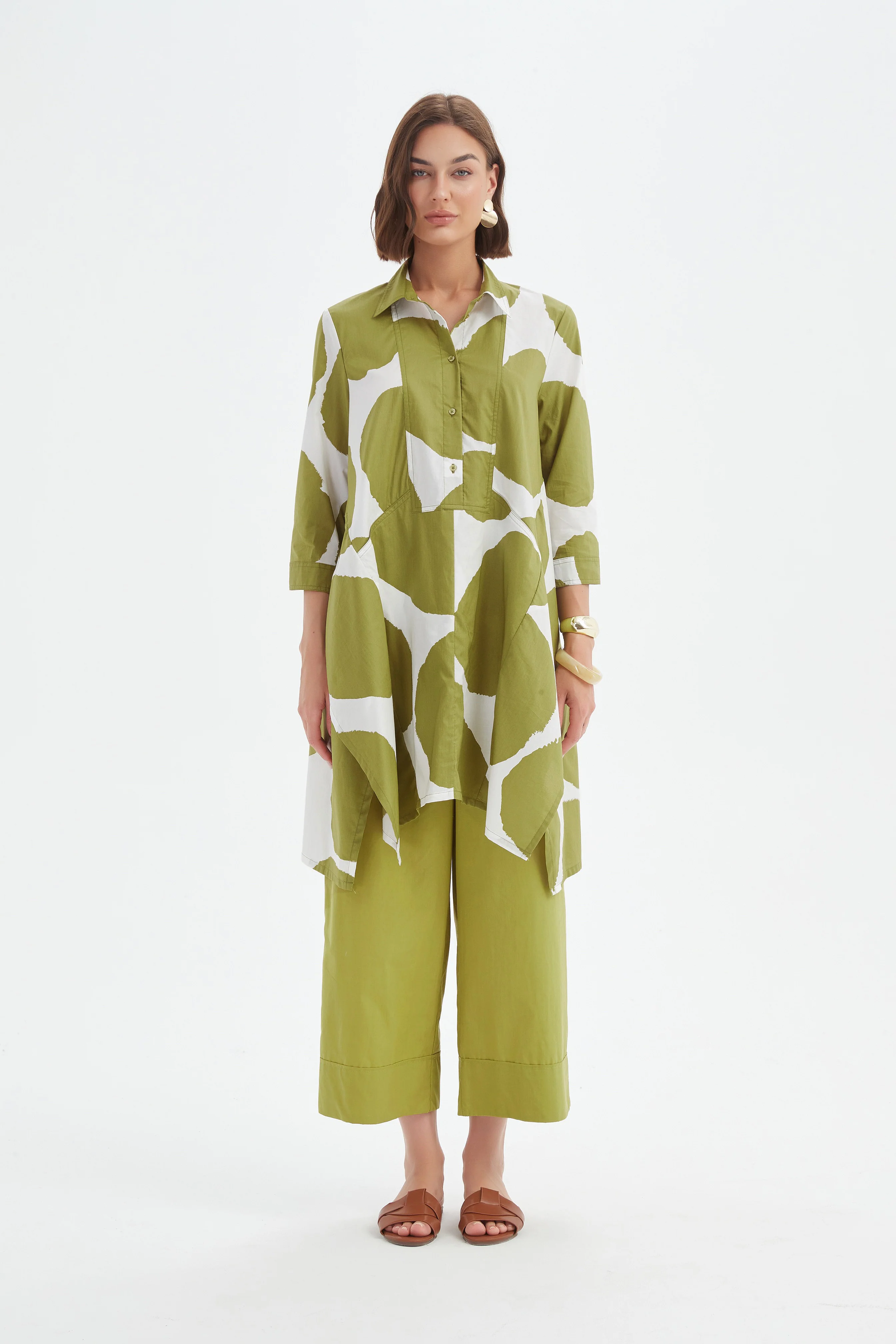 HANDKERCHIEF HEM SPOT PRINT SHIRT - Image 9