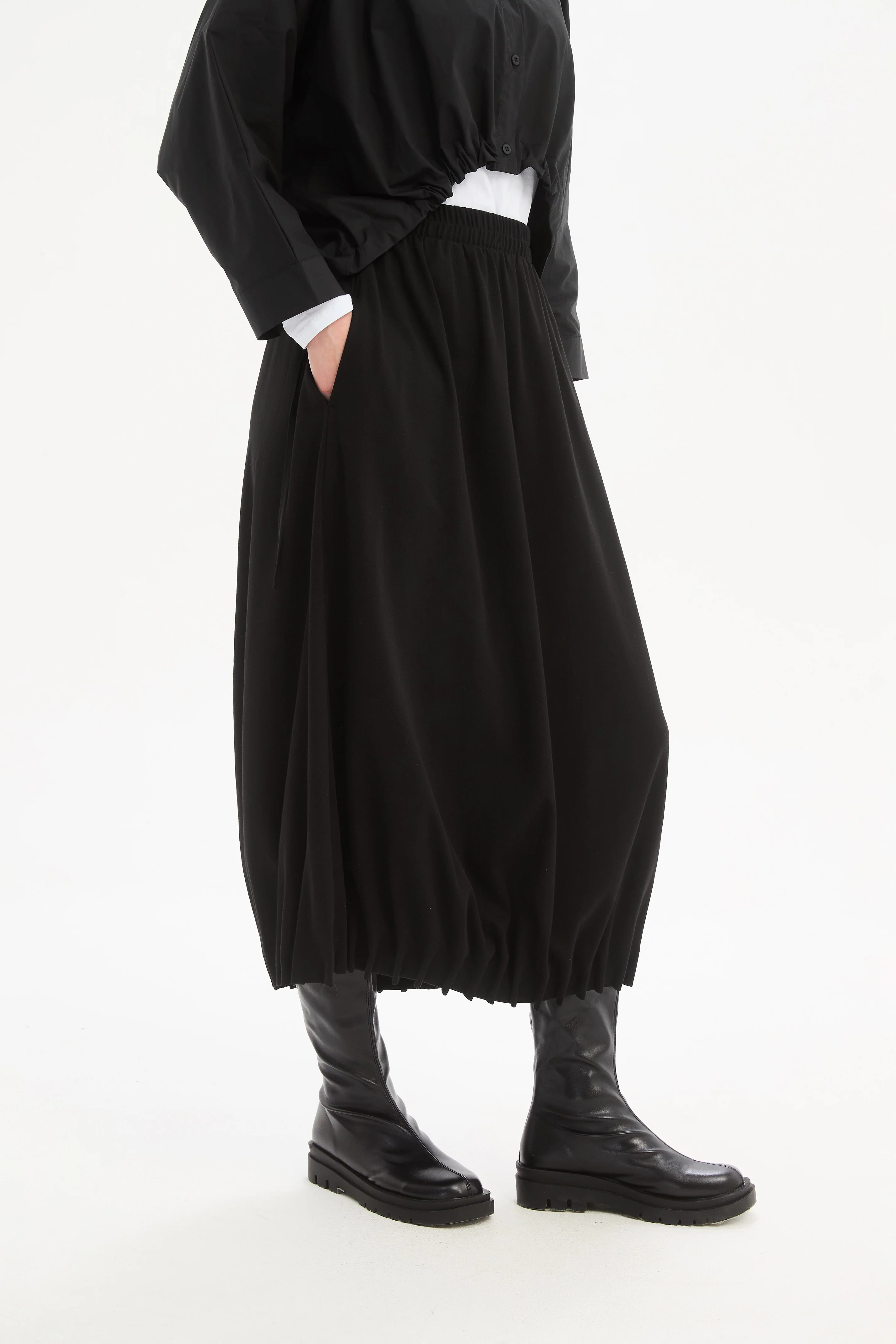 JERSEY PIN TUCK HEM SKIRT - Image 3