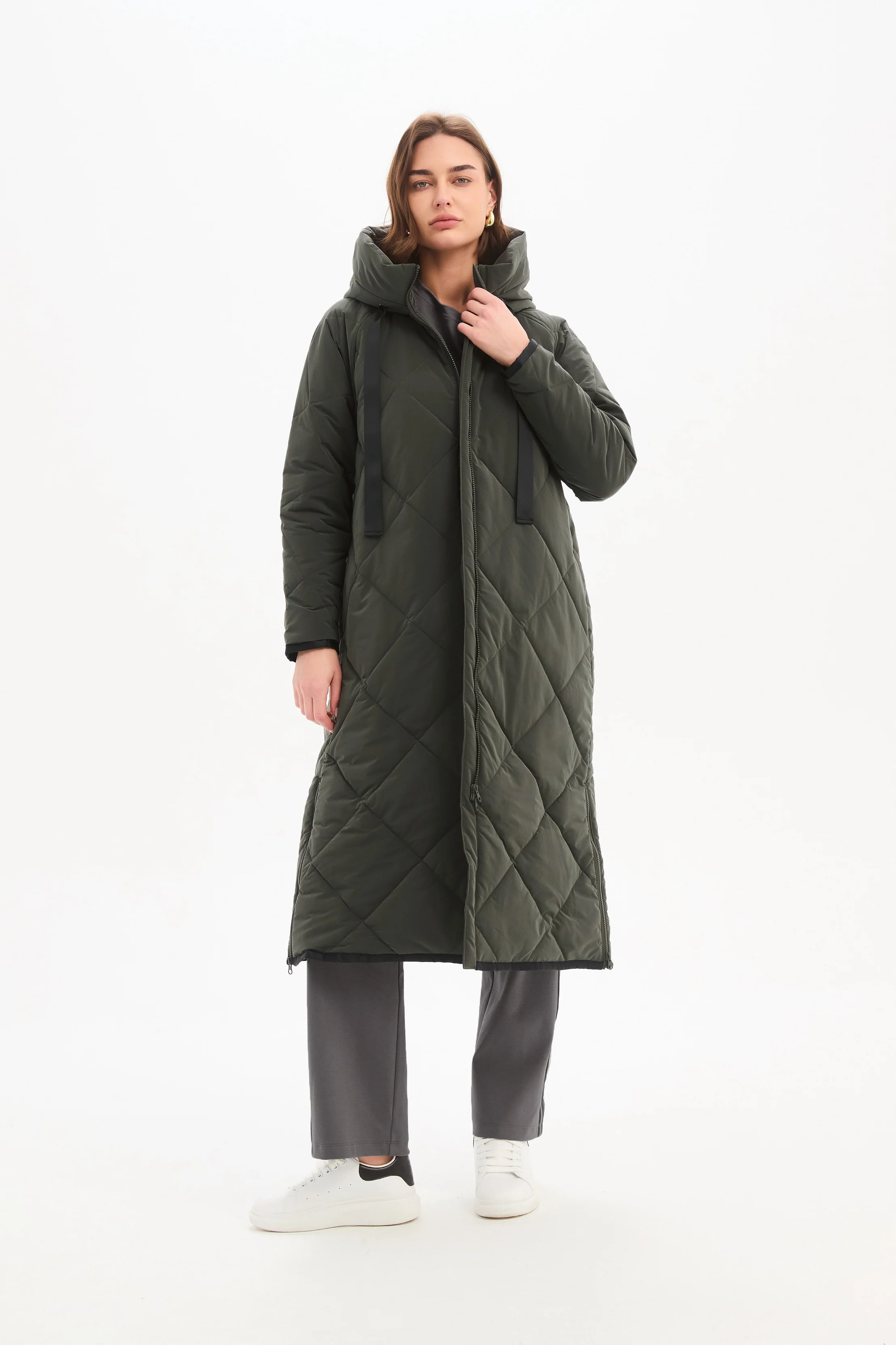 LONGLINE ZIP HEM WINTER COAT - Image 11