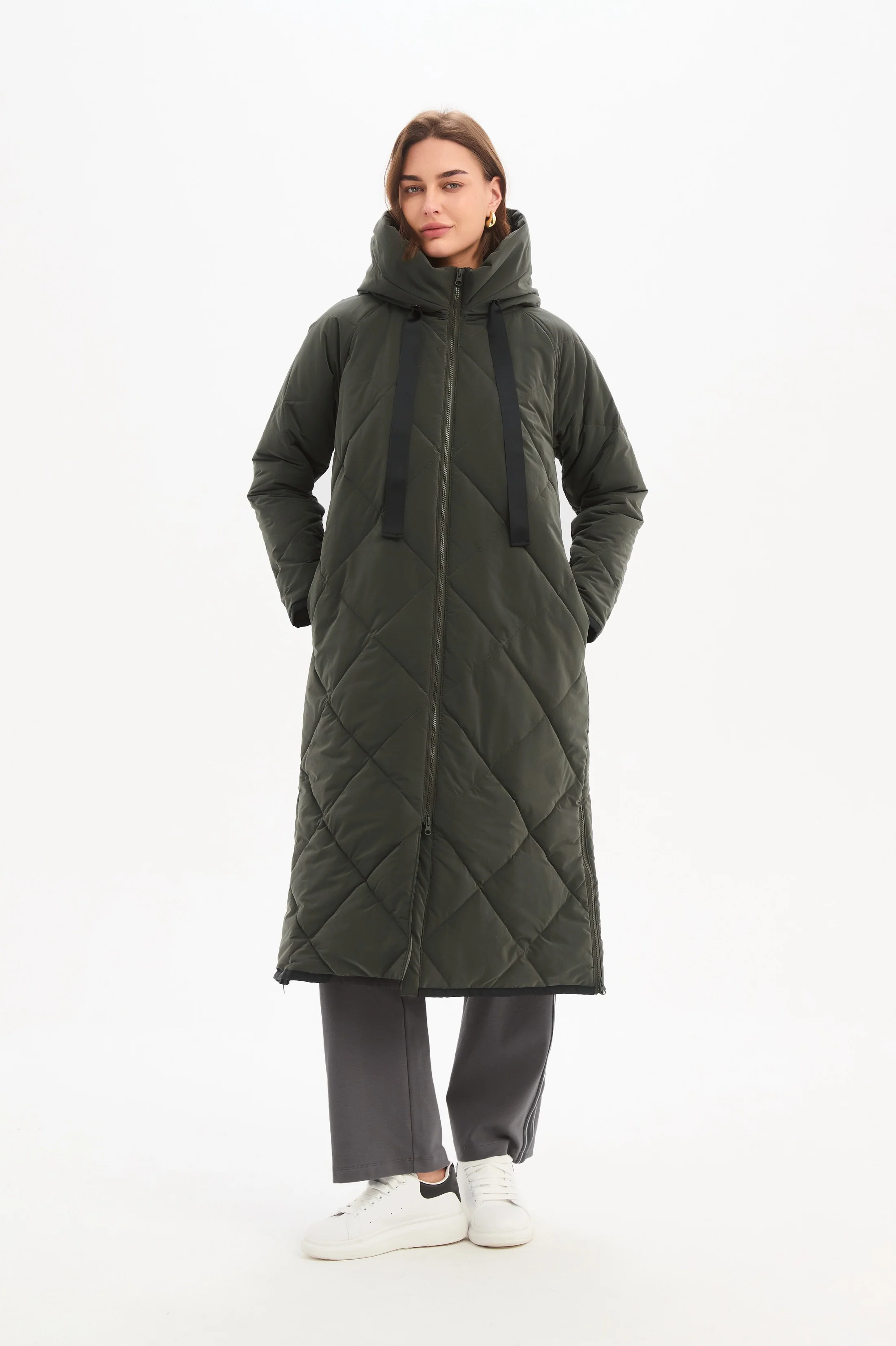 LONGLINE ZIP HEM WINTER COAT - Image 13