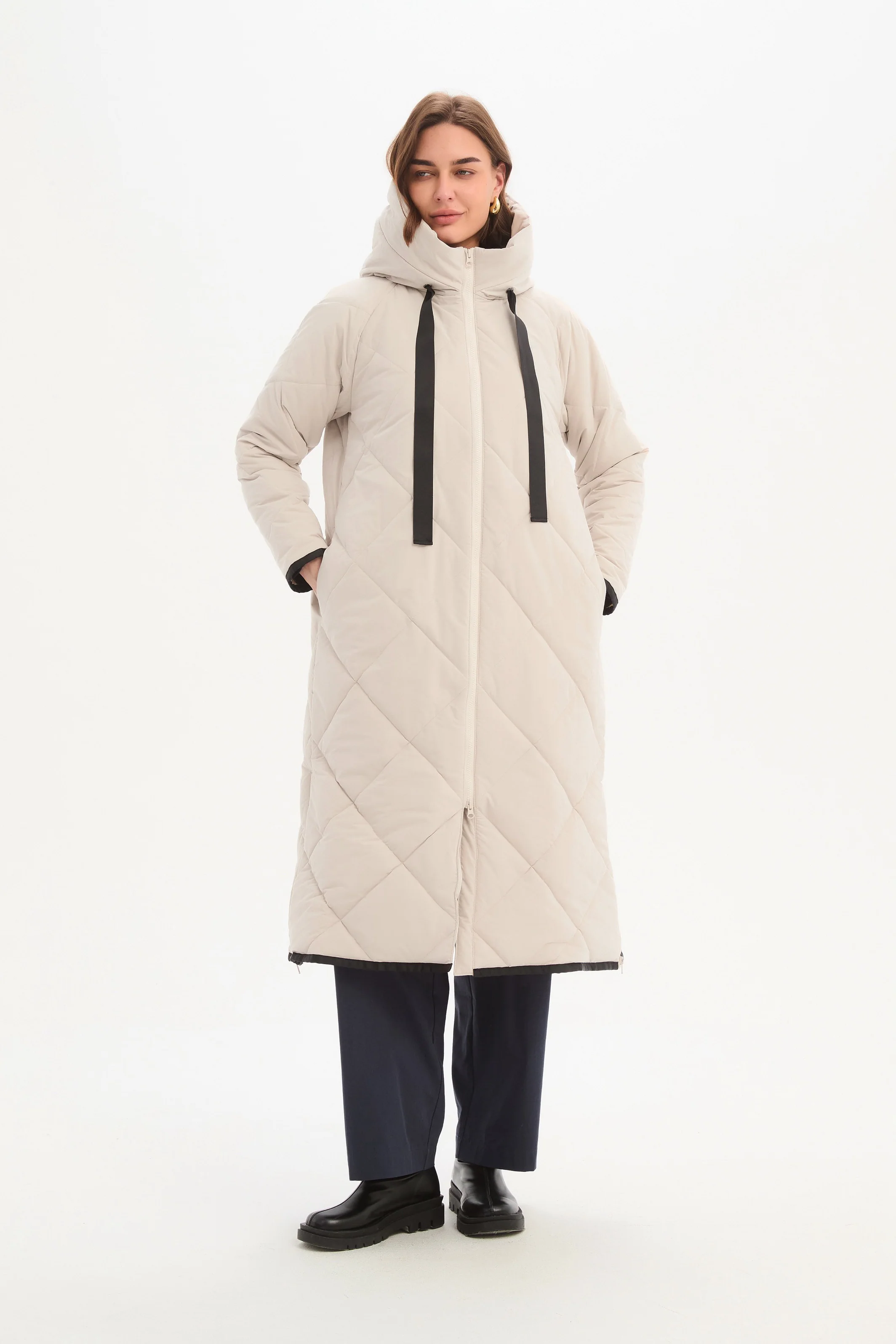LONGLINE ZIP HEM WINTER COAT - Image 3