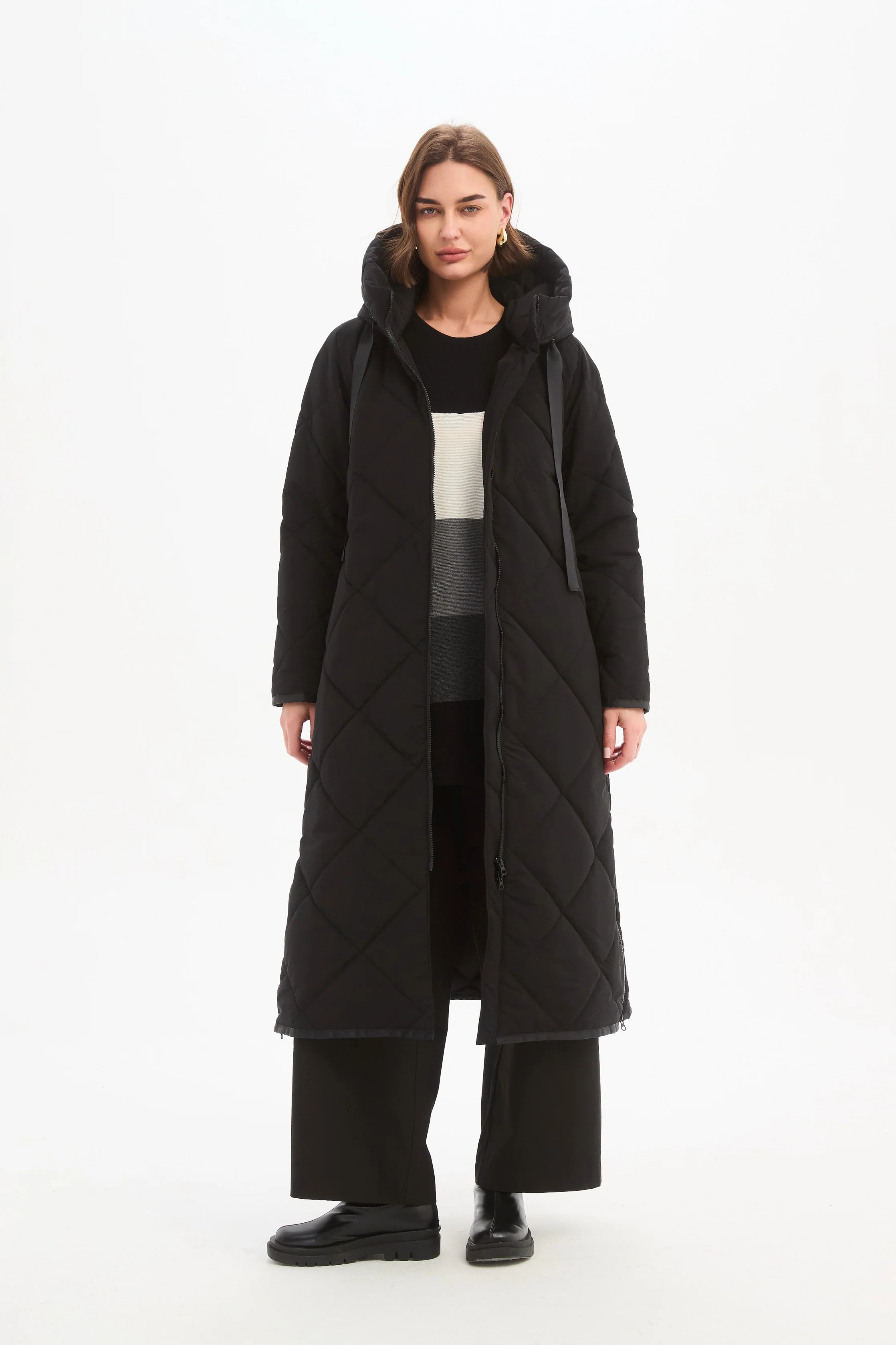 LONGLINE ZIP HEM WINTER COAT - Image 6