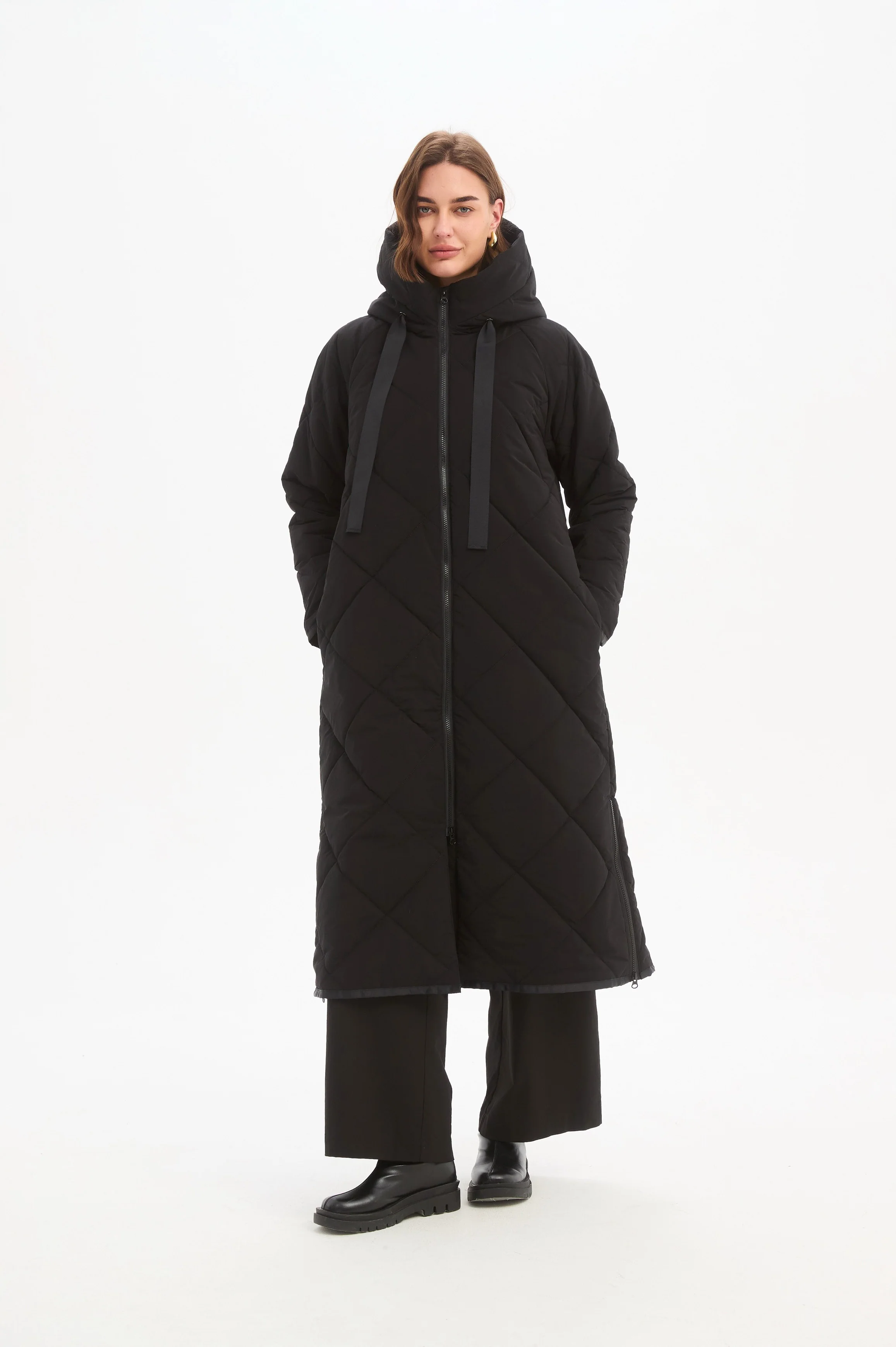 LONGLINE ZIP HEM WINTER COAT - Image 9