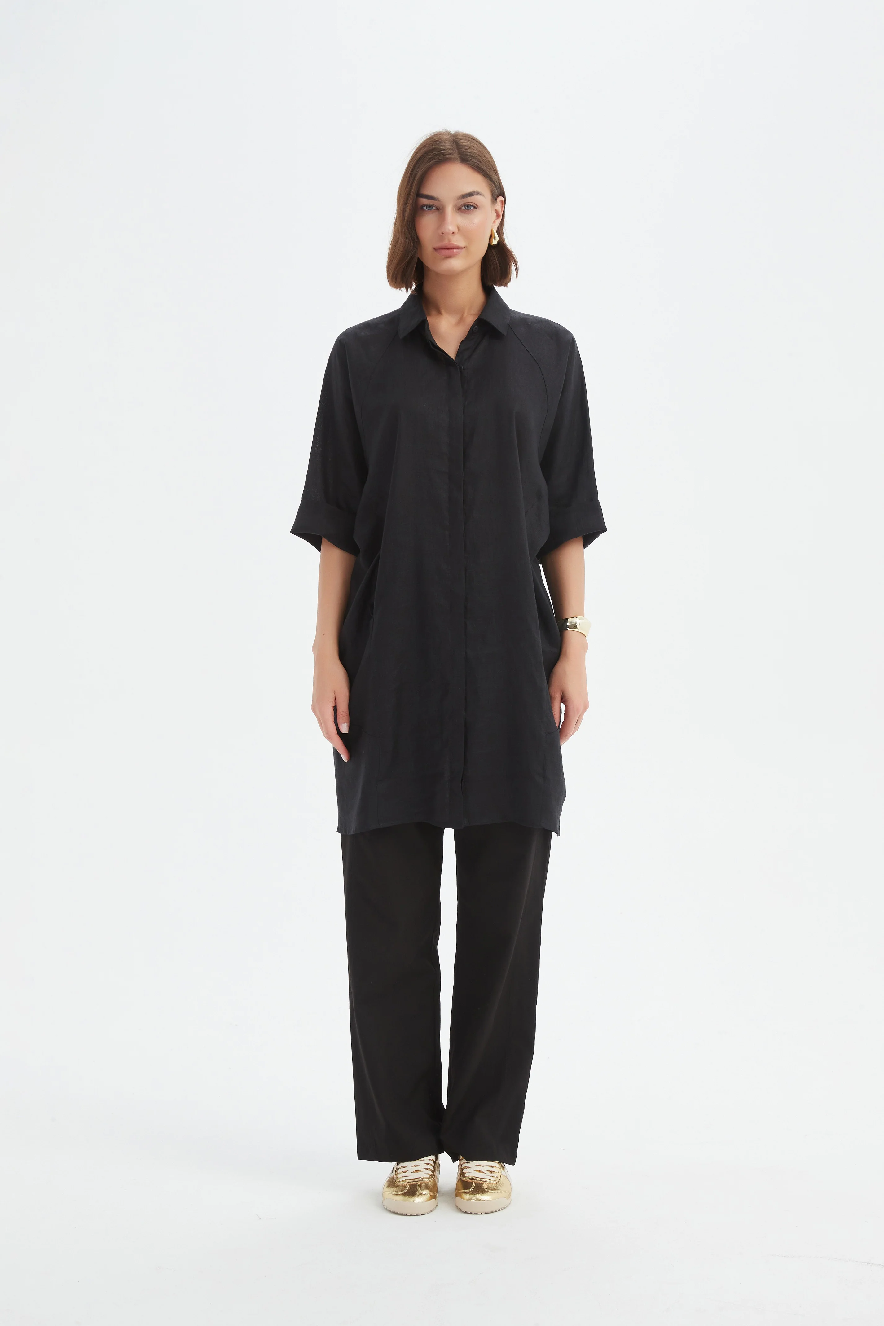 OVERSIZED LINEN SHIRT DRESS - Image 10