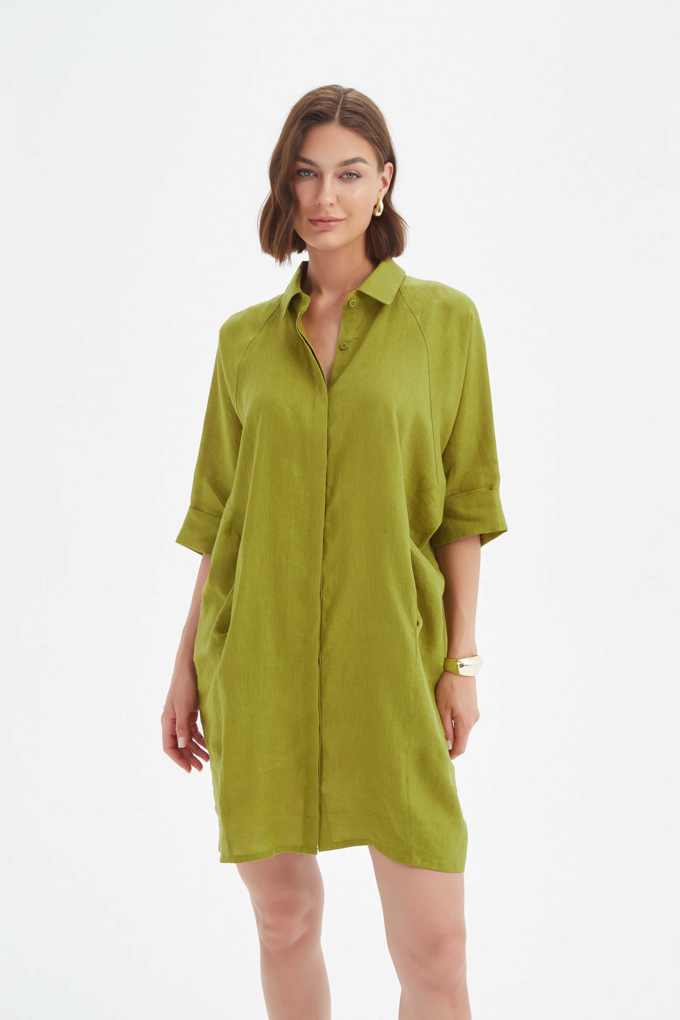 OVERSIZED LINEN SHIRT DRESS - Image 12